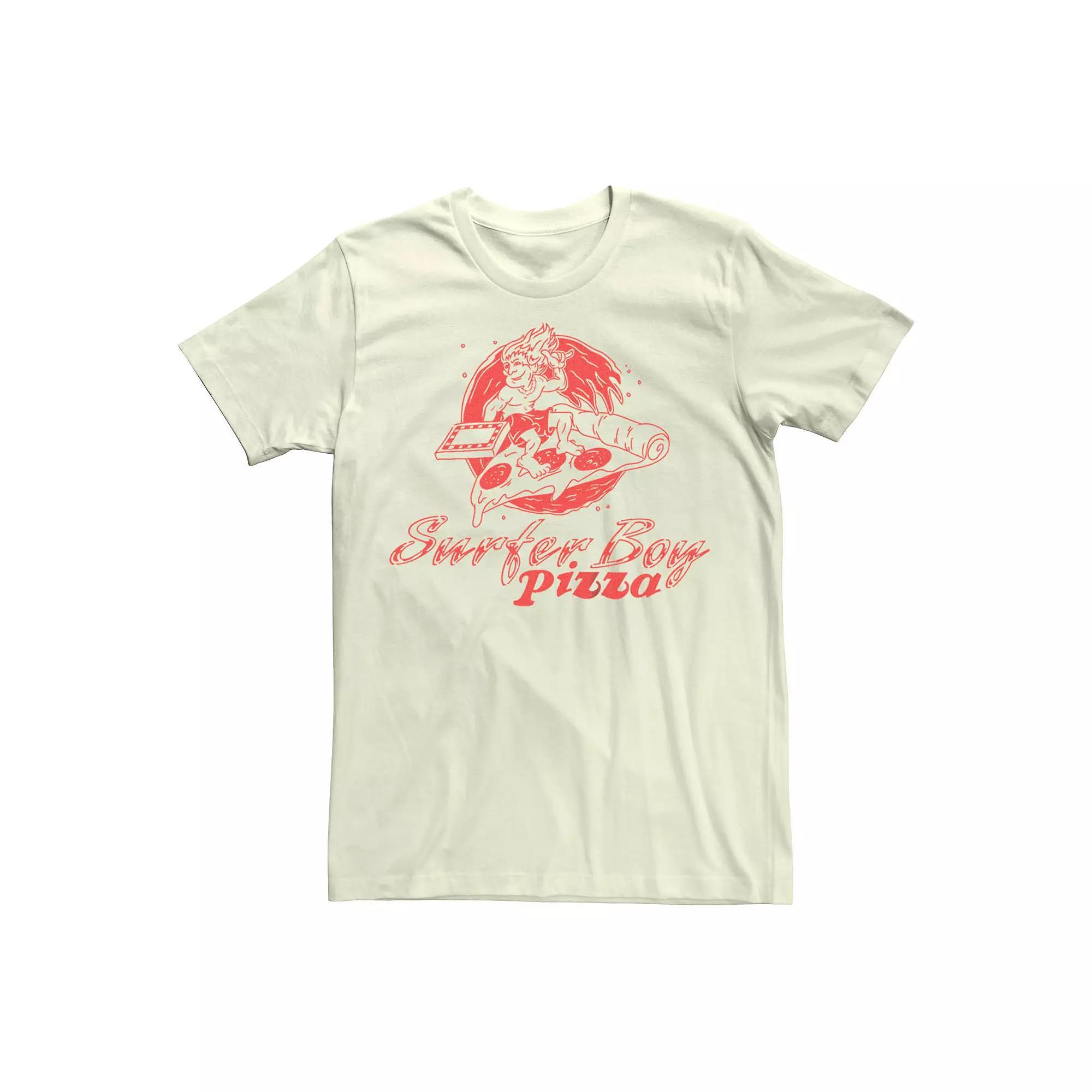 Men's Stranger Things Surfer Boy Pizza Graphic Tee, Size: Medium, Natural Product Image