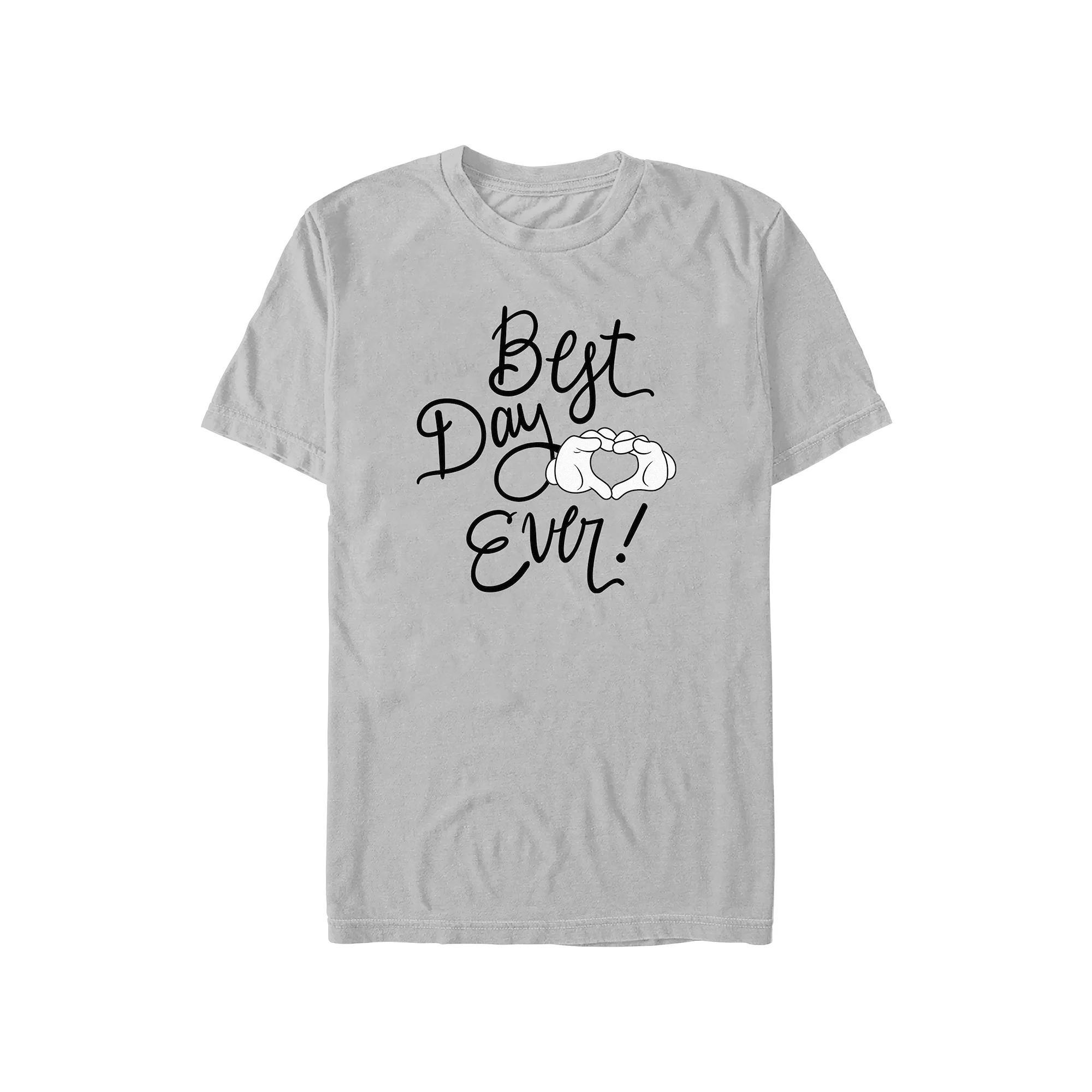 Disney's Mickey Mouse Heart Sign Best Day Ever Men's Graphic Tee, Size: XS, Silver Product Image
