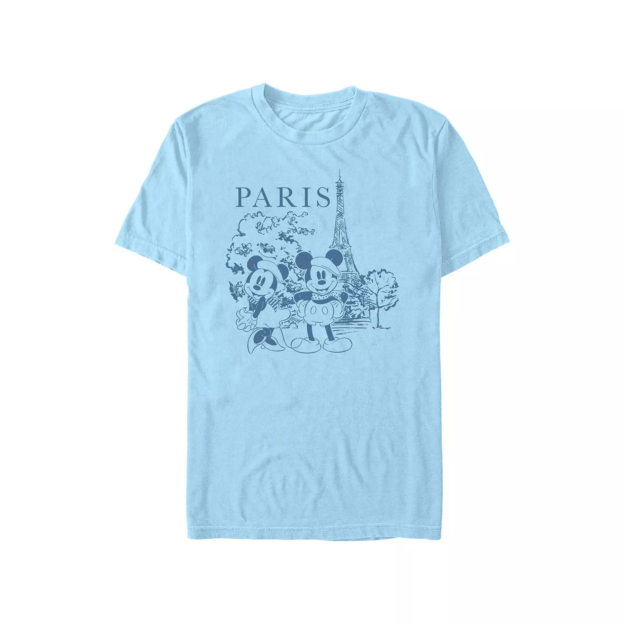 Disney's Mickey Mouse And Minnie Paris Visitors Men's Graphic Tee, Size: XXL, Light Blue Product Image