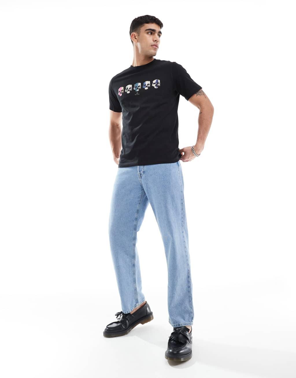 PS Paul Smith skull print logo t-shirt in black Product Image