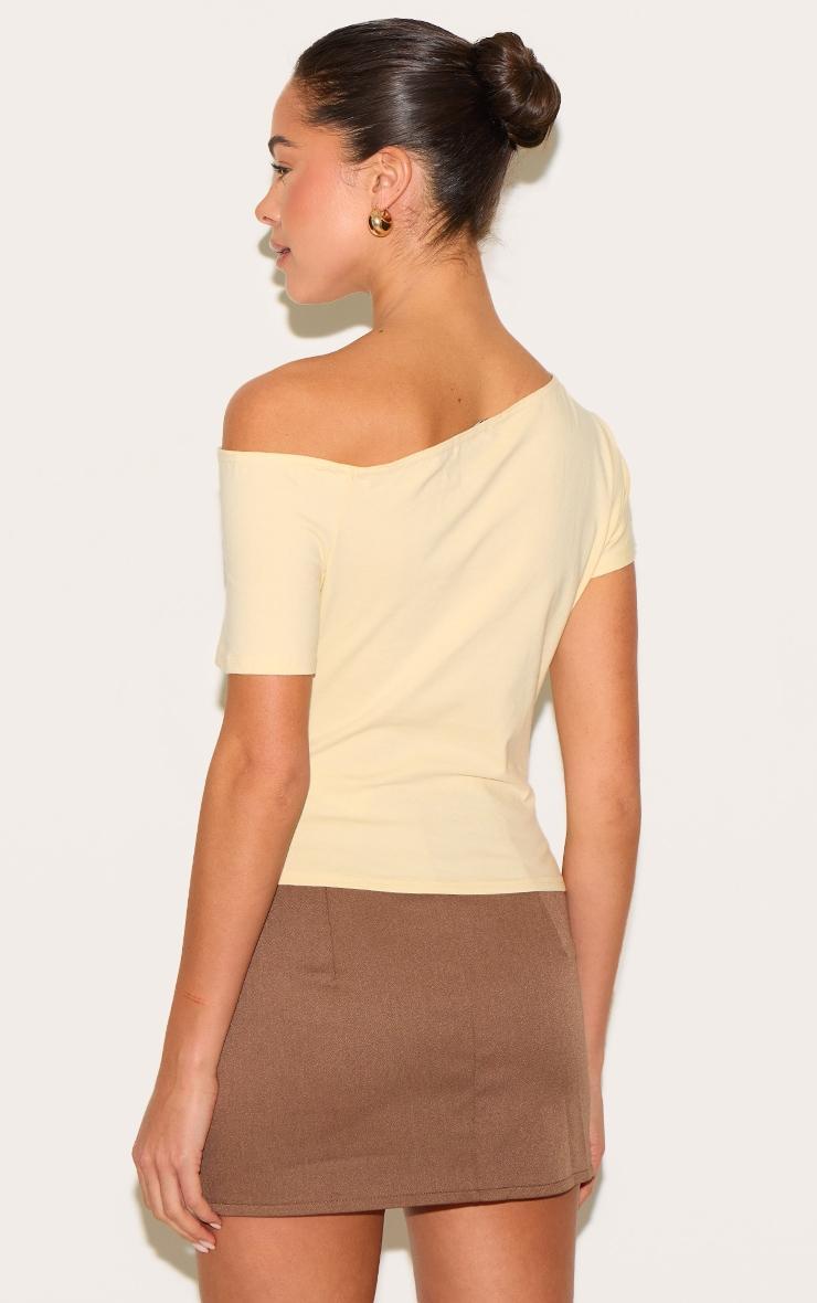 Butter Yellow Cotton Off Shoulder Drape Longline Top Product Image