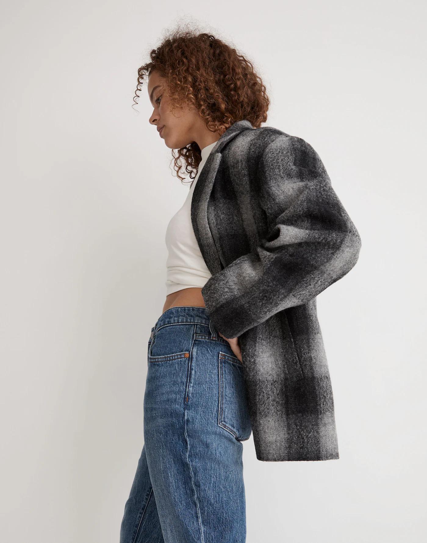 The Oversized Dorset Blazer in Buffalo Check Boiled Wool Product Image
