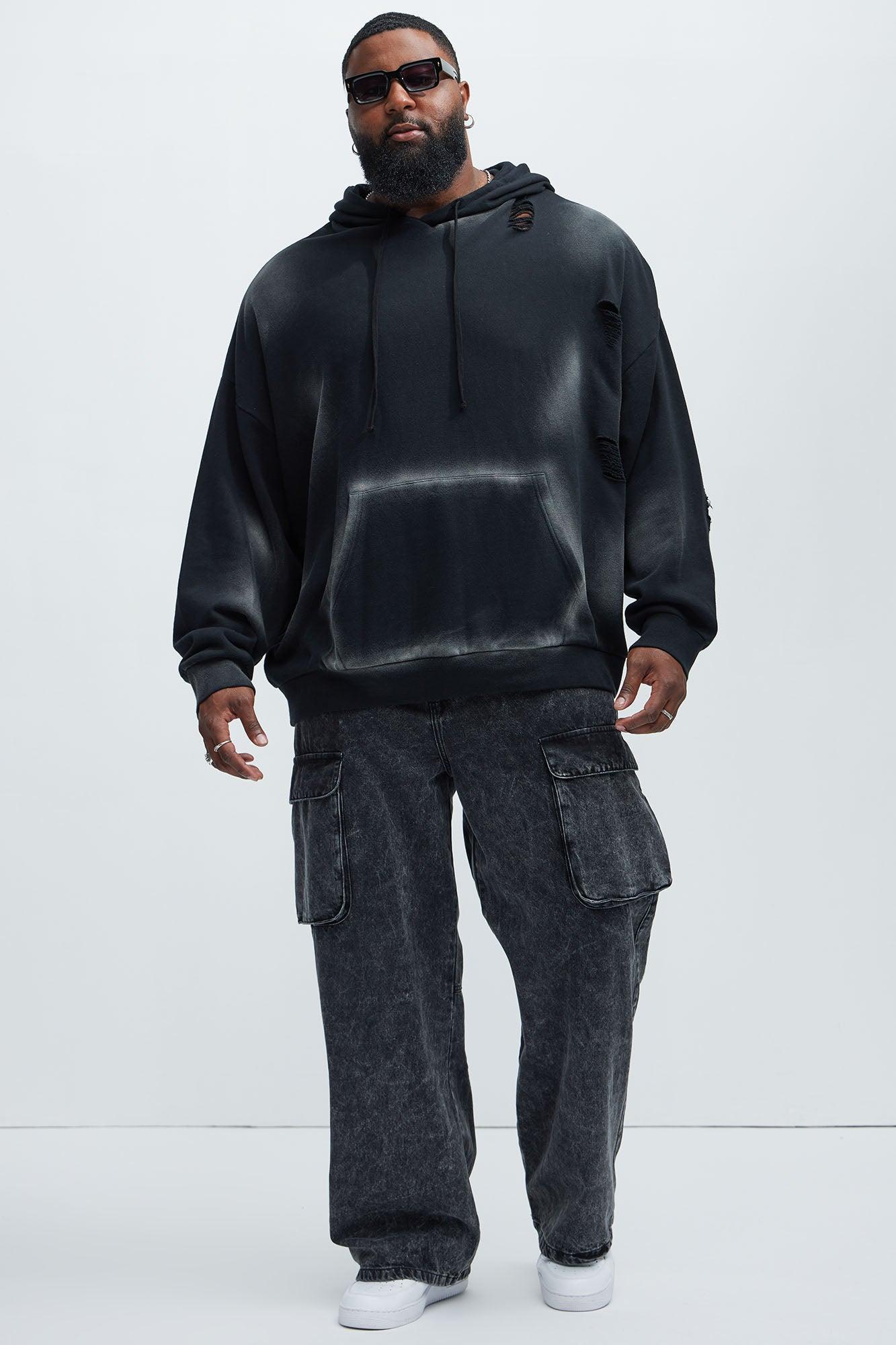 Tyson Brushed Oversized Hoodie - Black Wash Product Image
