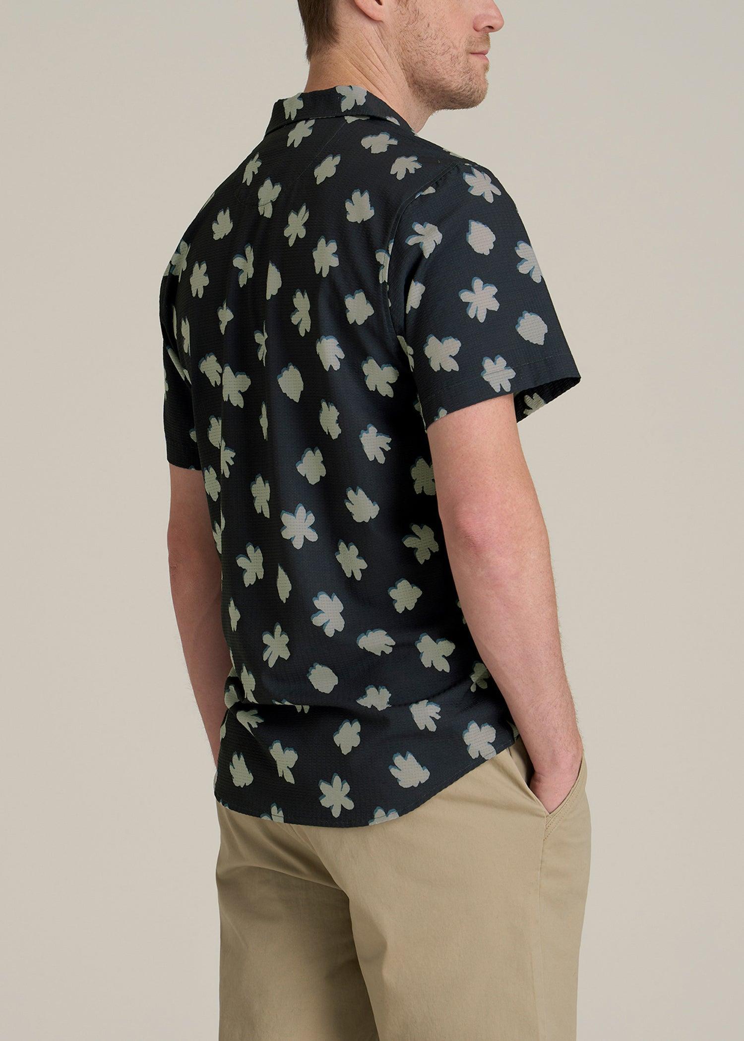 Coastal Perforated Tall Men's Polo Shirt in Navy and Bone Floral Product Image