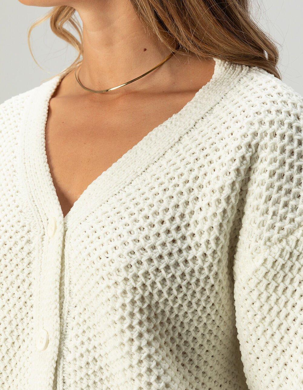 FULL TILT Chenille V-Neck Womens Cardigan - BLACK Product Image