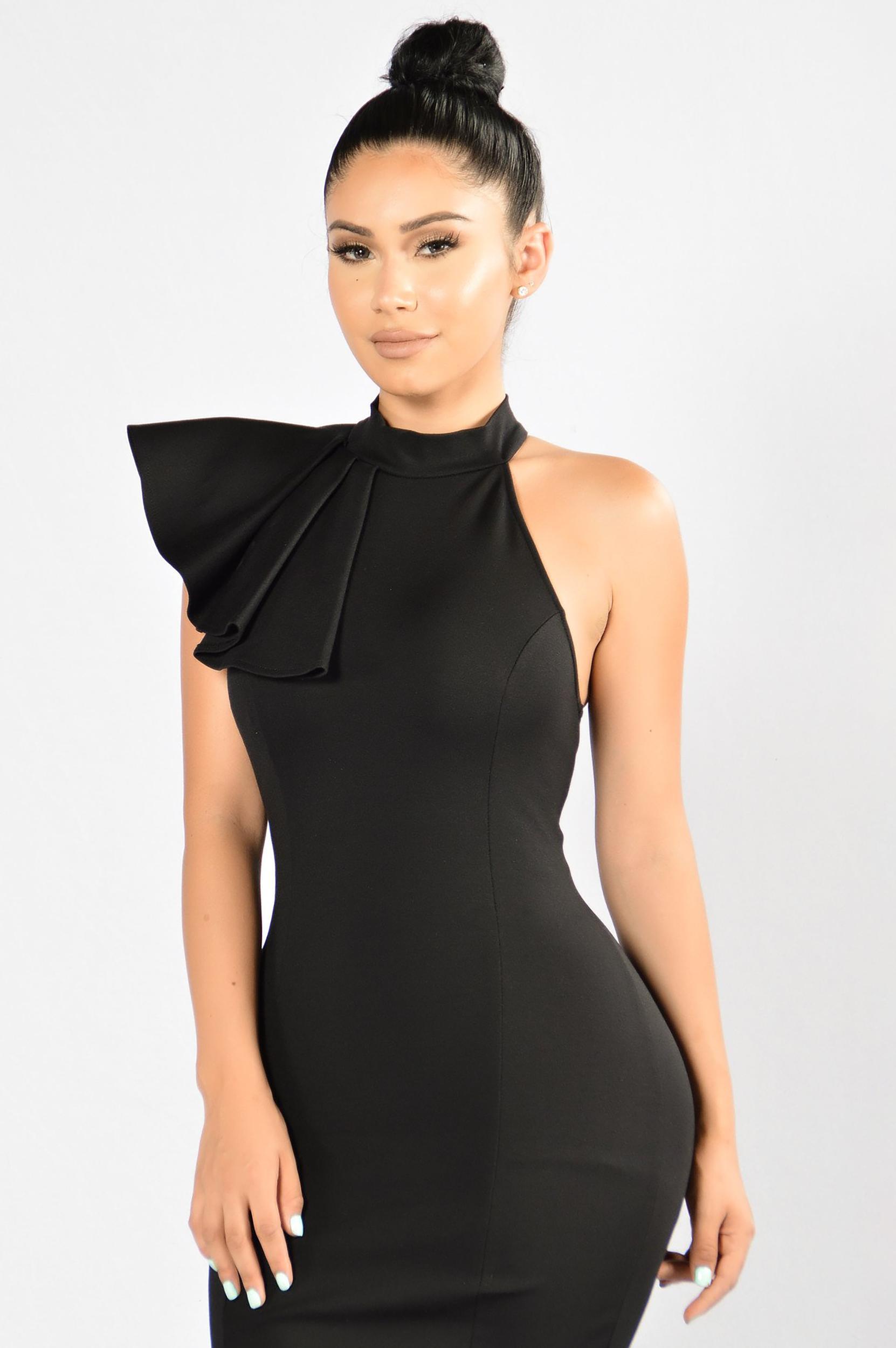 Ruffle Butter Dress - Black Product Image