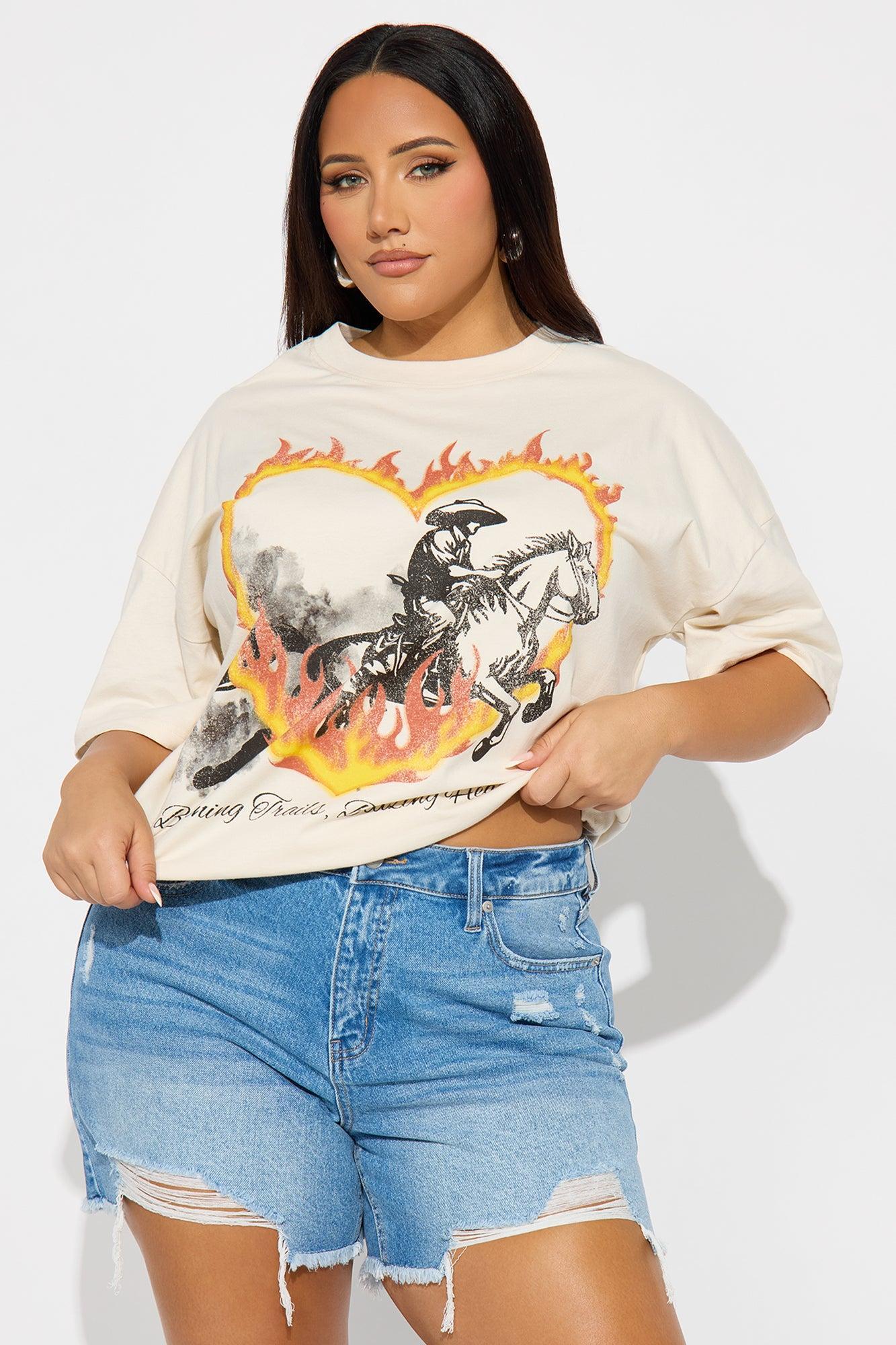 Blazing Hearts Washed Tee - Off White Product Image