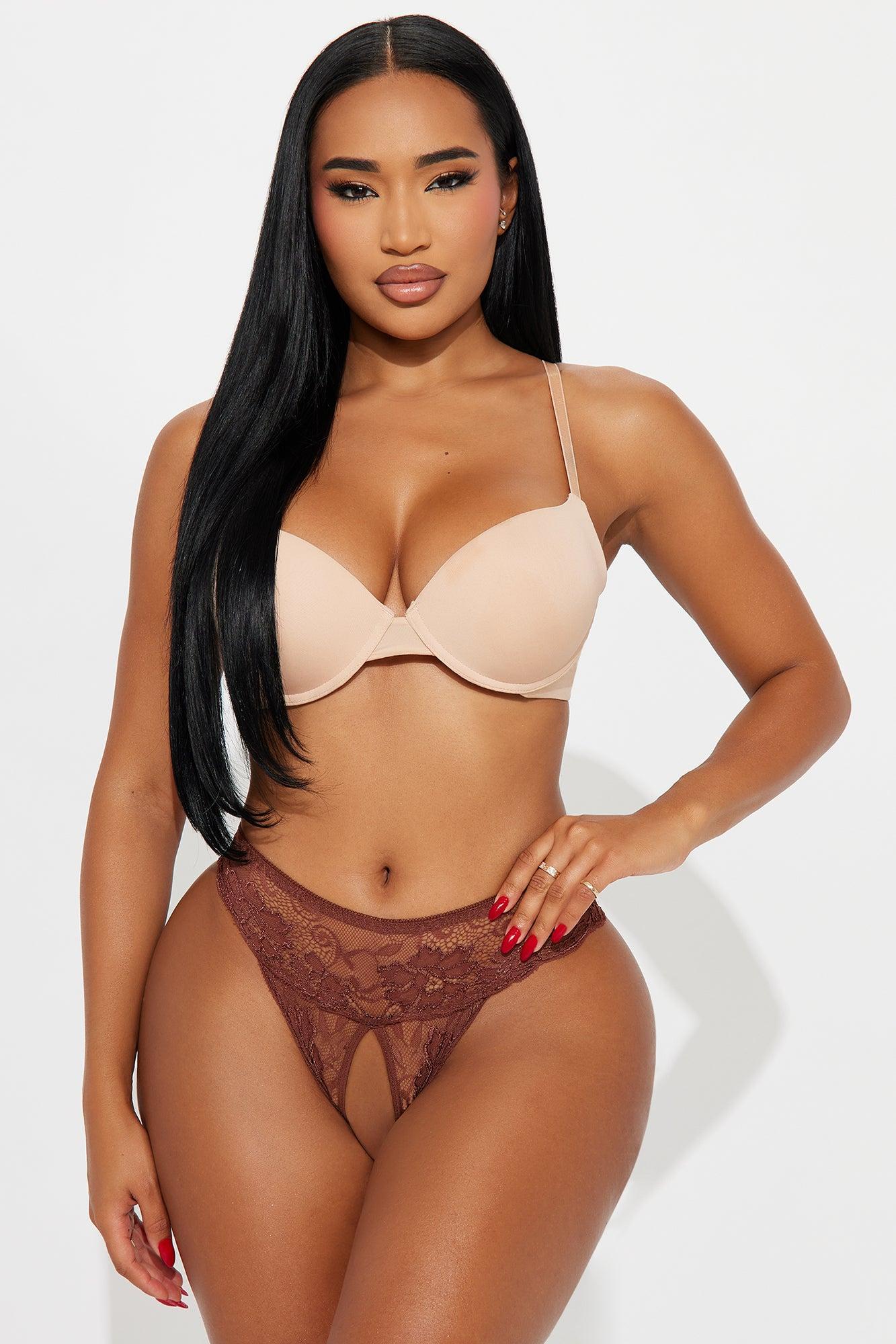 Nikki Lace Crotchless Cheeky Panty - Chocolate Product Image