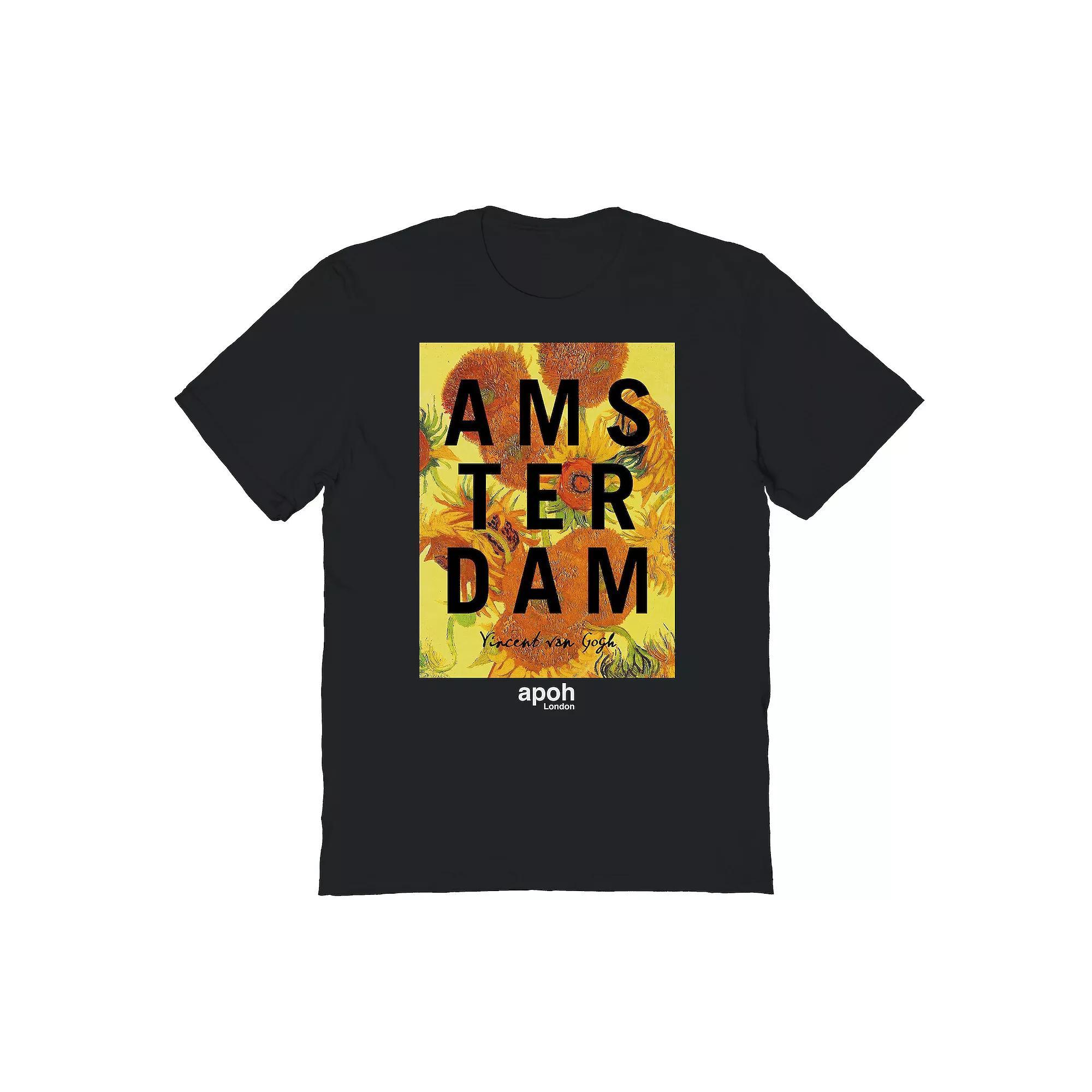 Men's apoh - Van Gogh Flowers Graphic Tee, Size: Large, Black Product Image