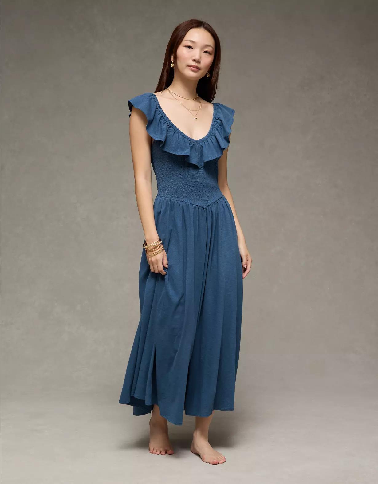AE Sunchaser Knit Drop Waist Midi Dress Product Image