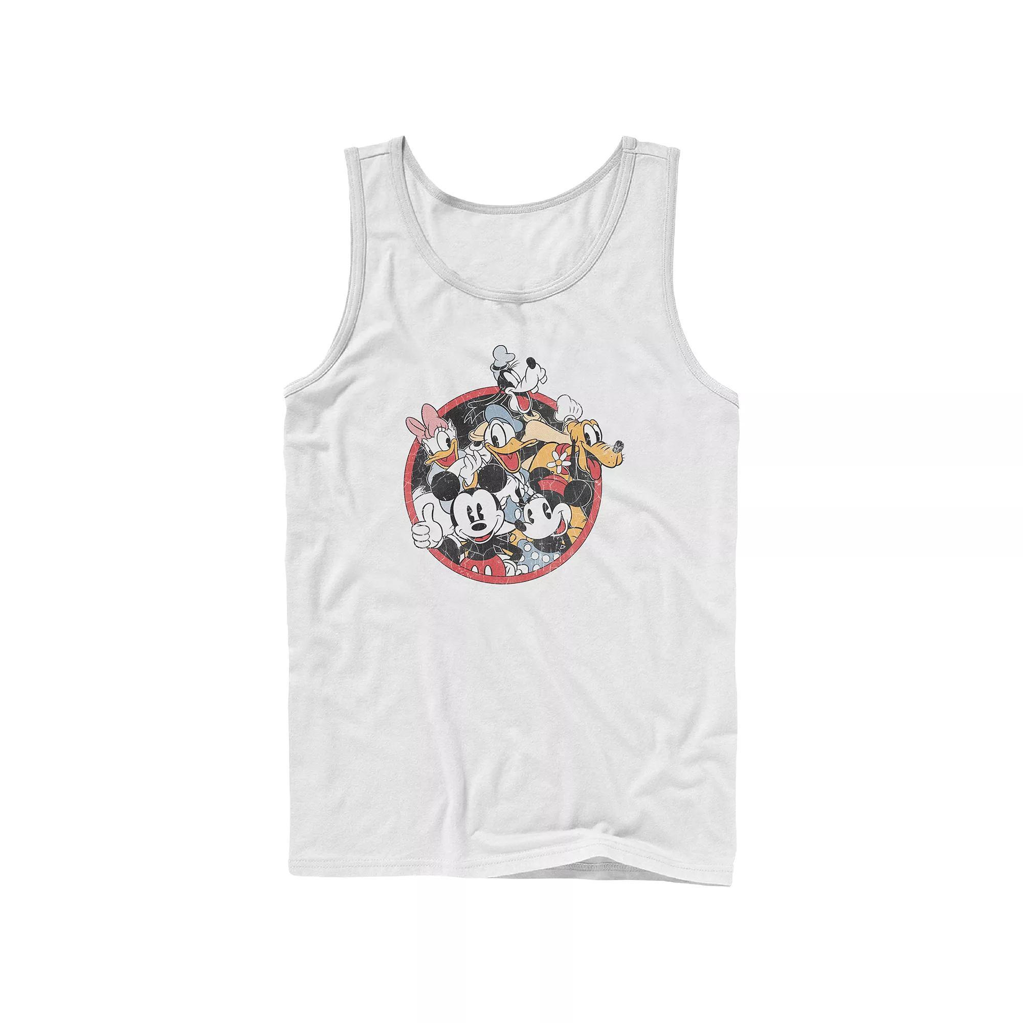 Disney's Mickey Mouse And Friends Men's Retro Badge Graphic Tank Top, Size: Large, White Product Image