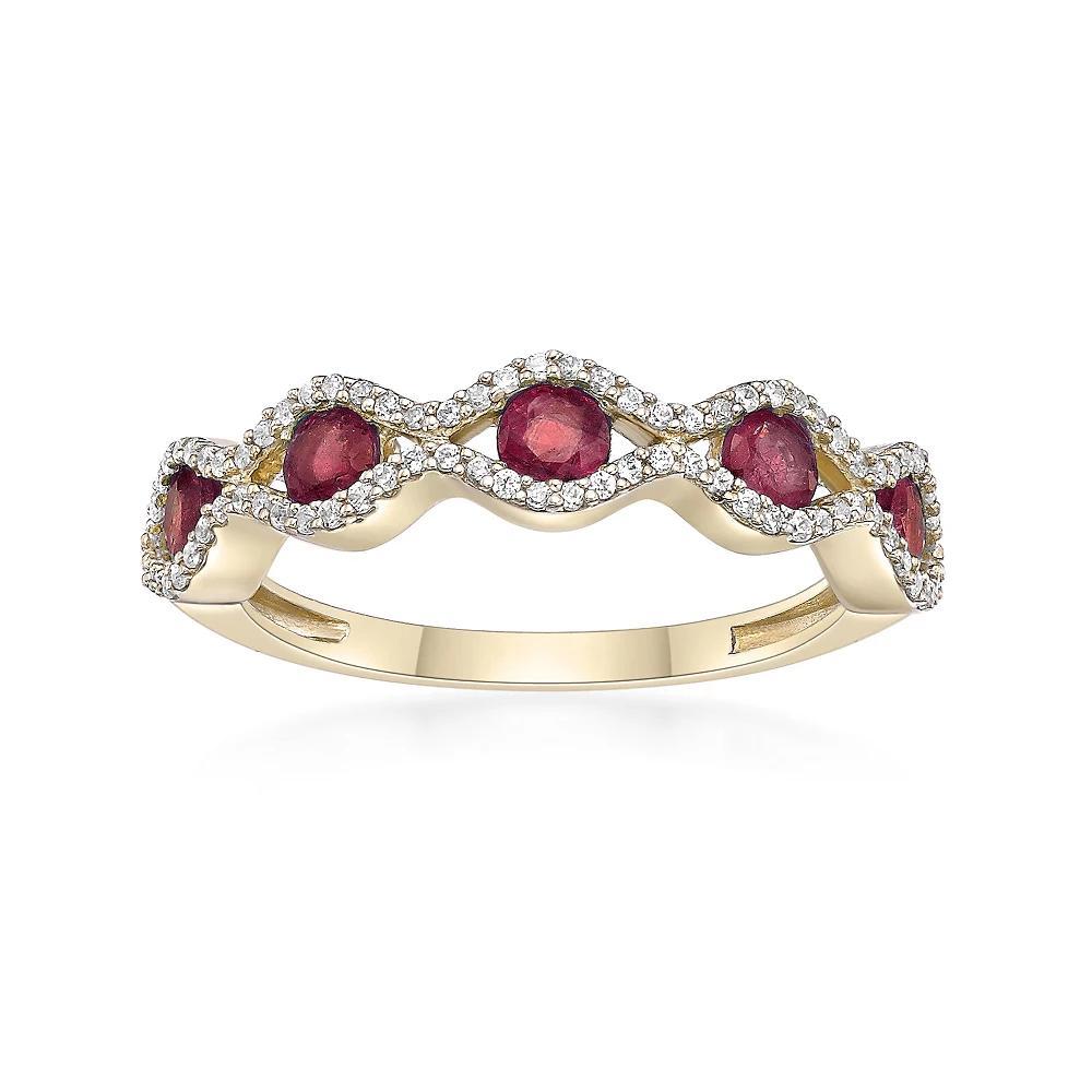 Gemminded 10k White Gold Sapphire & 1/4 Carat T.W. Diamond Ring, Women's, Size: 7 Product Image