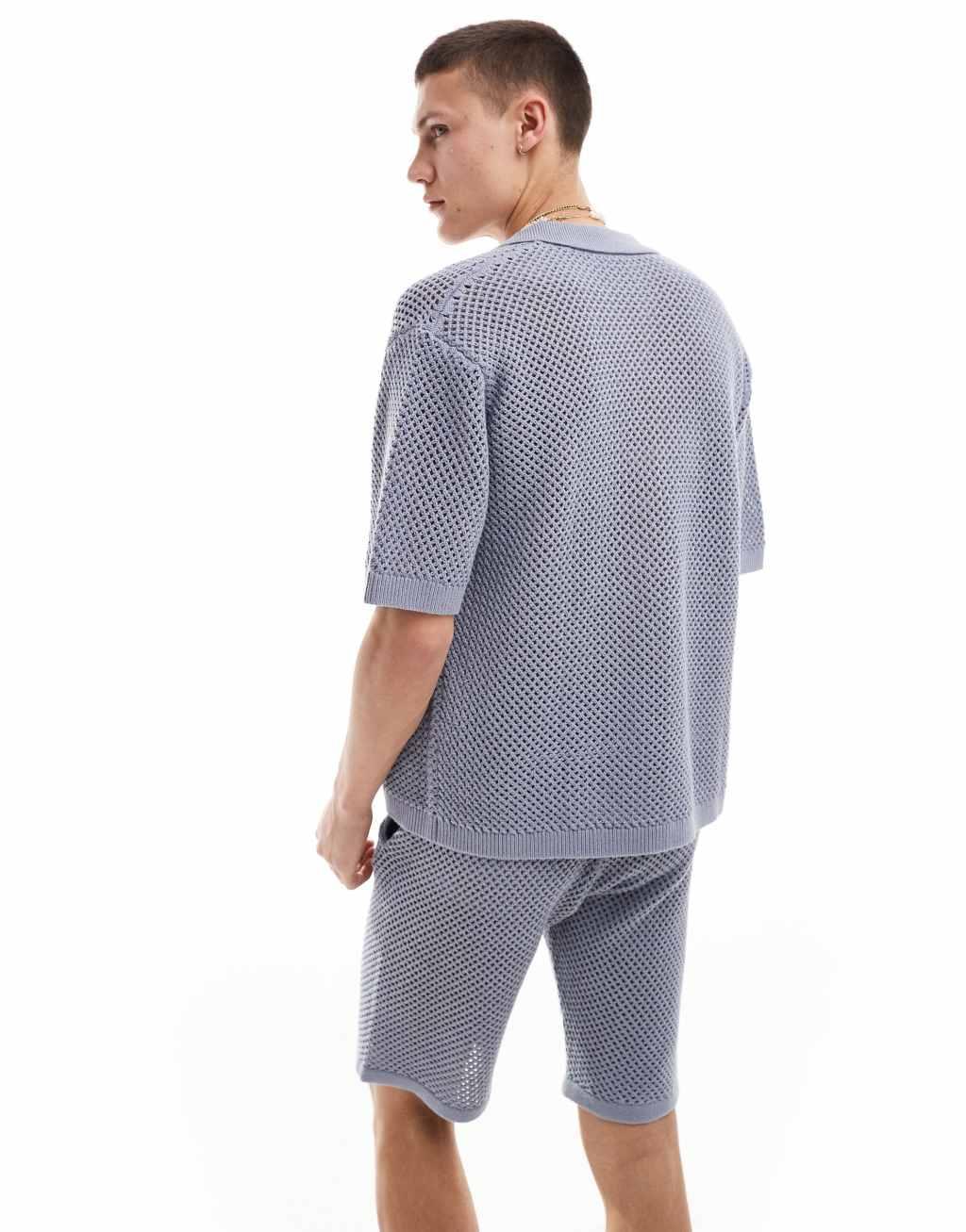 COLLUSION knit shirt in blue - part of a set Product Image