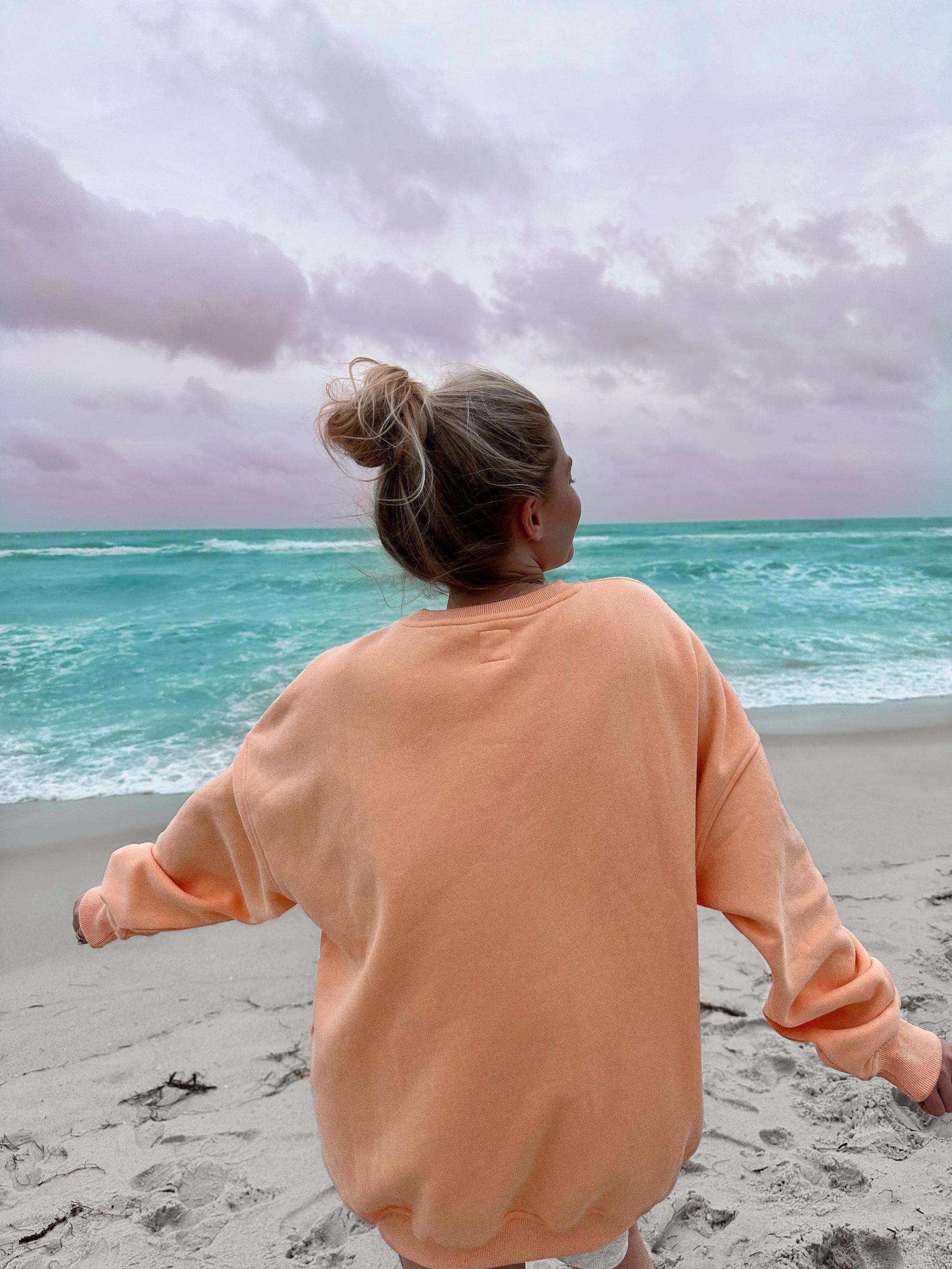 Sherbet Orange Sunkissedcoconut Embroider Sweatshirt Product Image