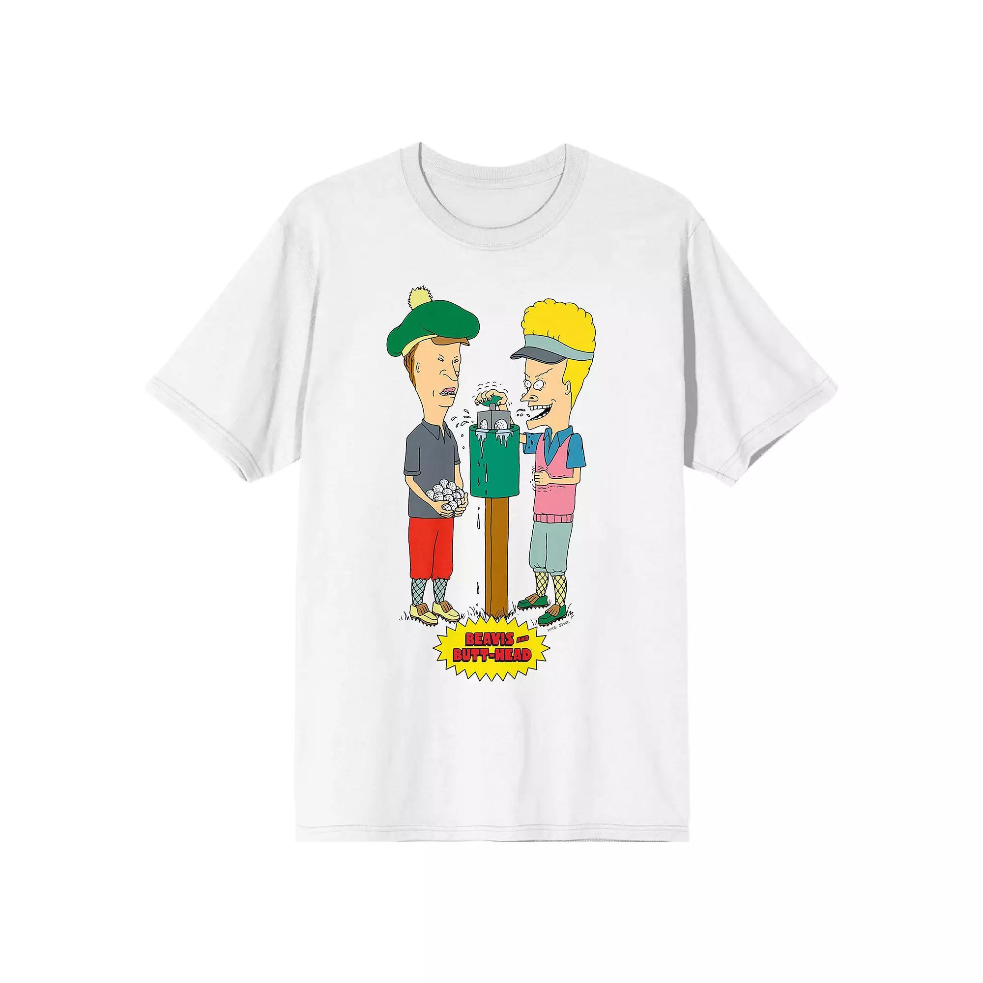 Men's Beavis & Butthead Characters Short Sleeve Graphic Tee, Size: Large, White Product Image