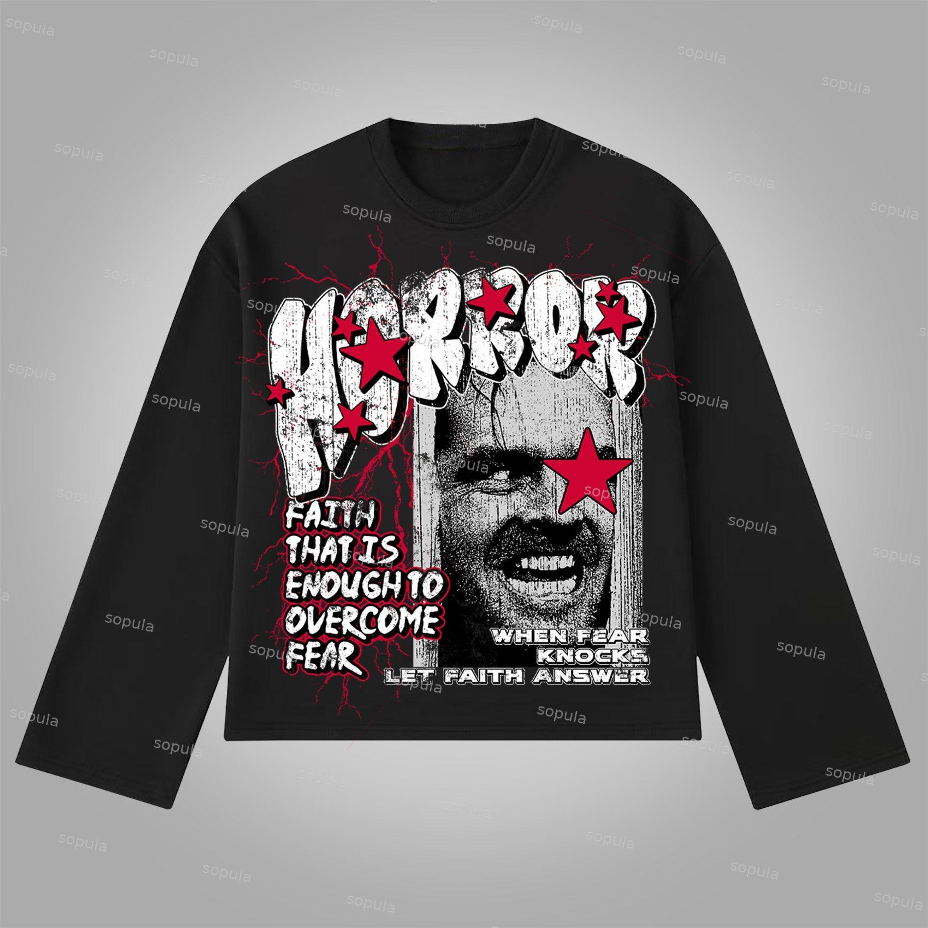 Sopula Shining - Faith Over Fear Graphics Cotton Long Sleeve T-Shirt Product Image