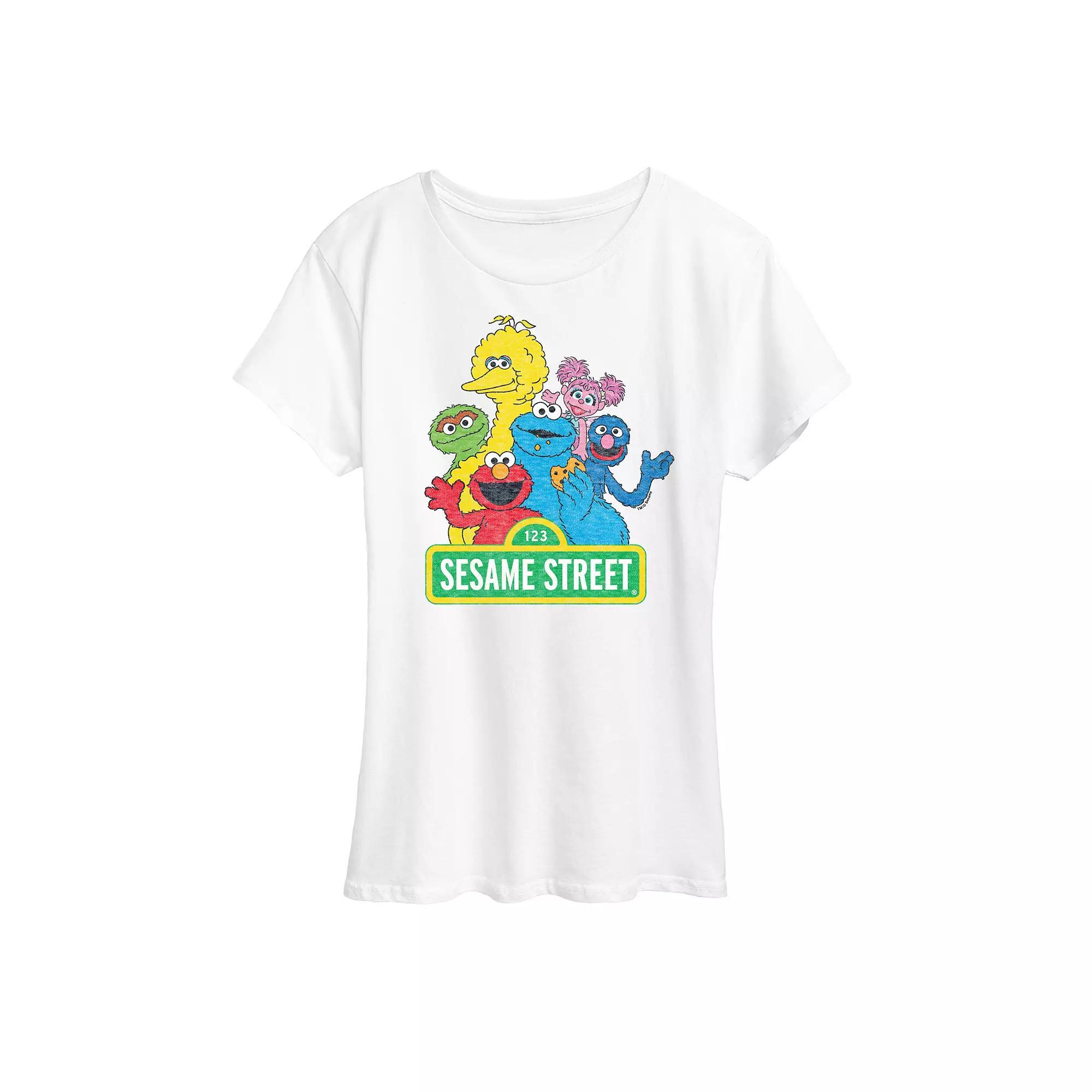 Womens Sesame Street Vintage Group Graphic Tee Grey Gray Product Image