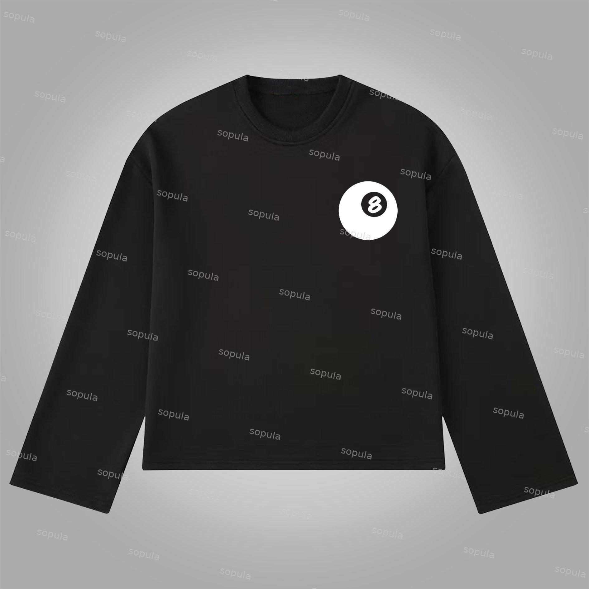 Sopula Vintage Black 8 Print Graphics Cotton Long Sleeve T-Shirt Product Image