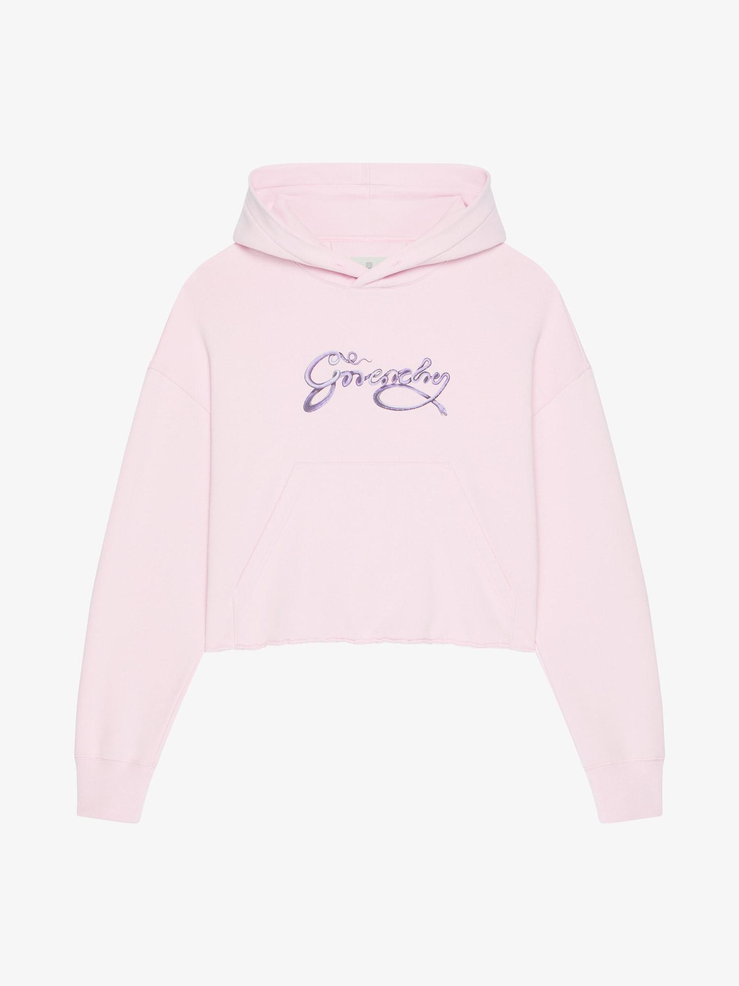 Cropped hoodie in fleece with GIVENCHY snake print Product Image