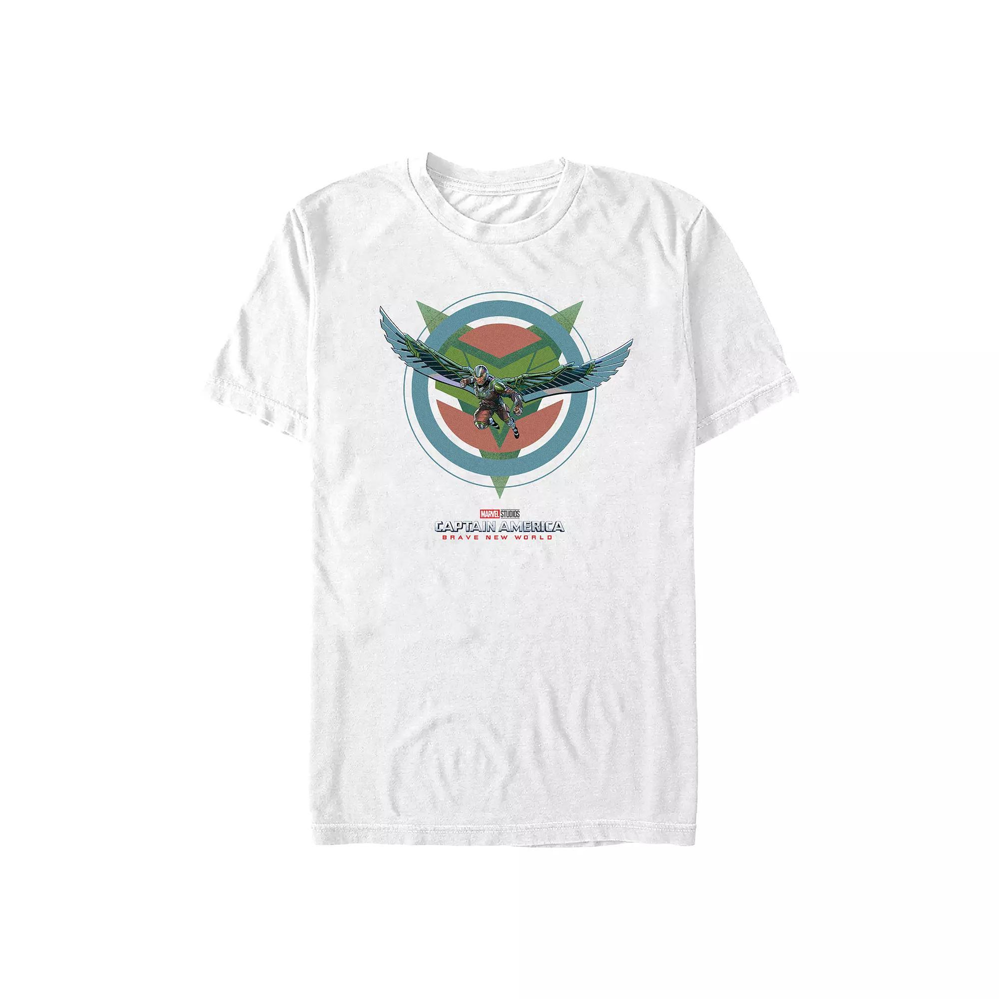 Men's Marvel Captain America Brave New World Falcon In Action Graphic Tee, Size: XS, White Product Image