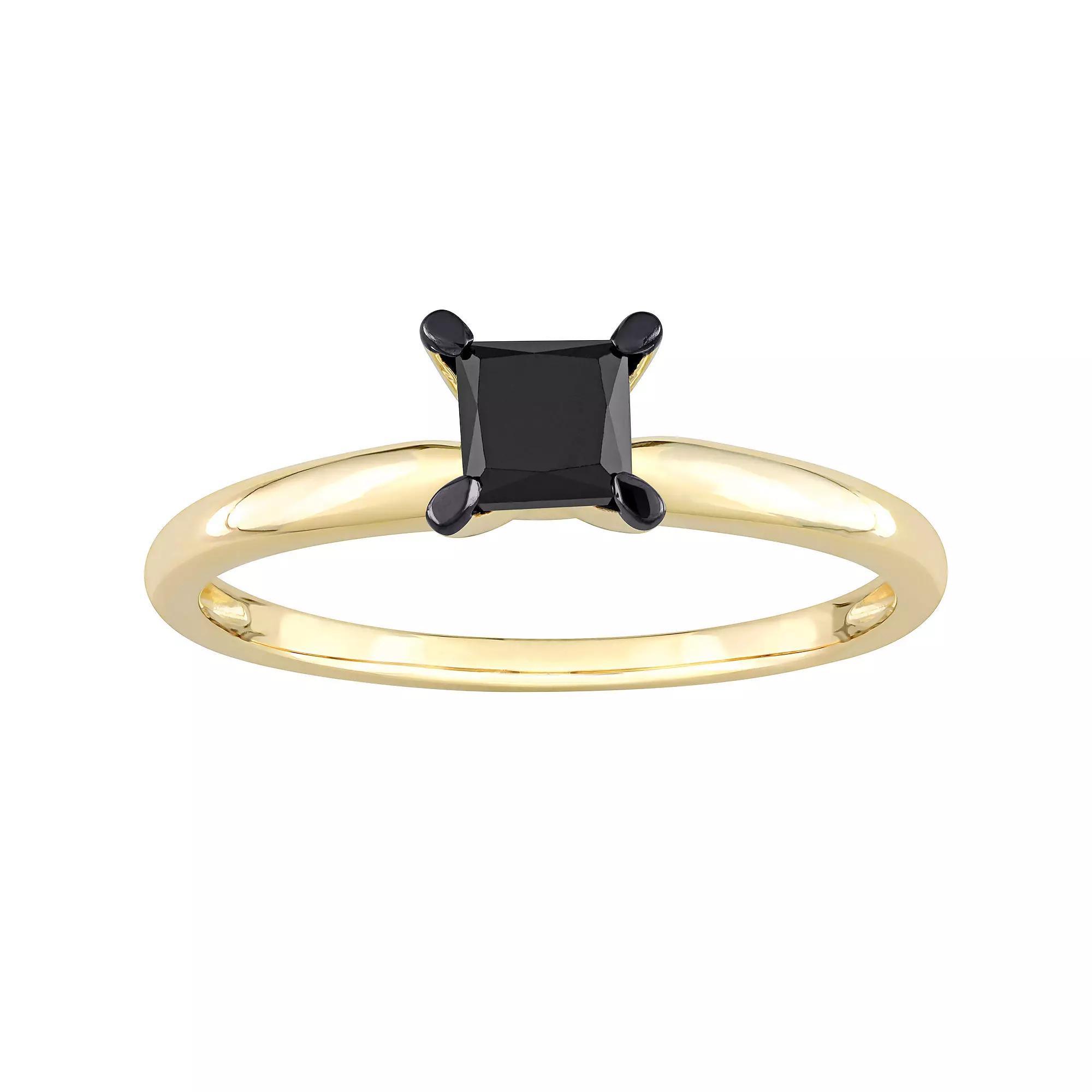 Stella Grace 14k Gold 3/4 Carat T.W Black Diamond Princess-Cut Solitaire Ring, Women's, Size: 7.50 Product Image