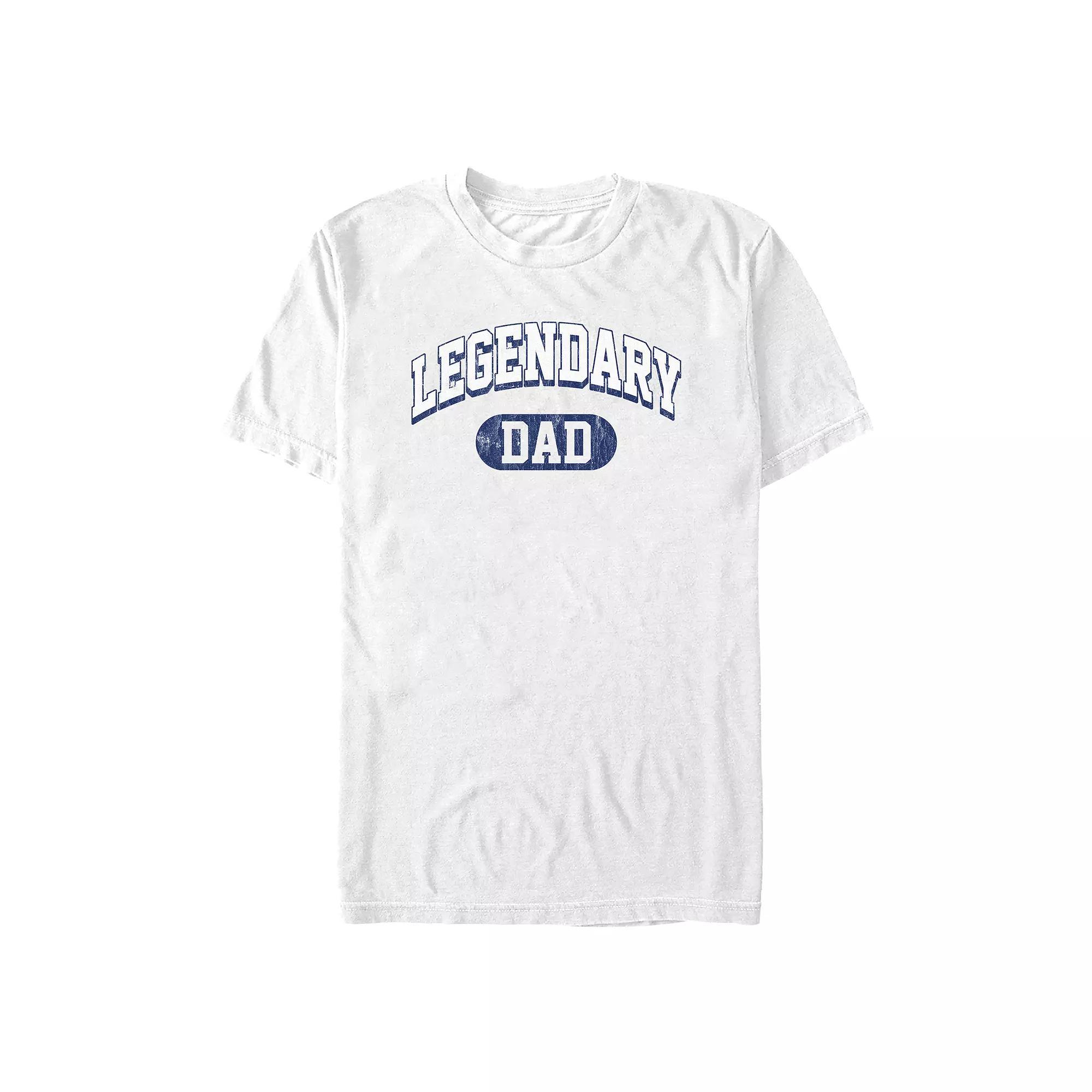 Men's Legendary Dad Varsity Text Graphic Tee, Size: XXL, White Product Image