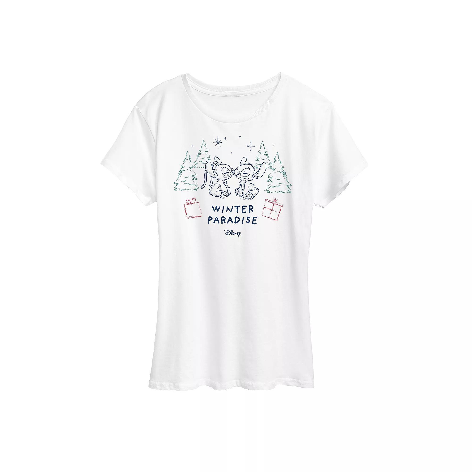 Disneys Lilo and Stitch Womens Winter Paradise Graphic Tee Product Image