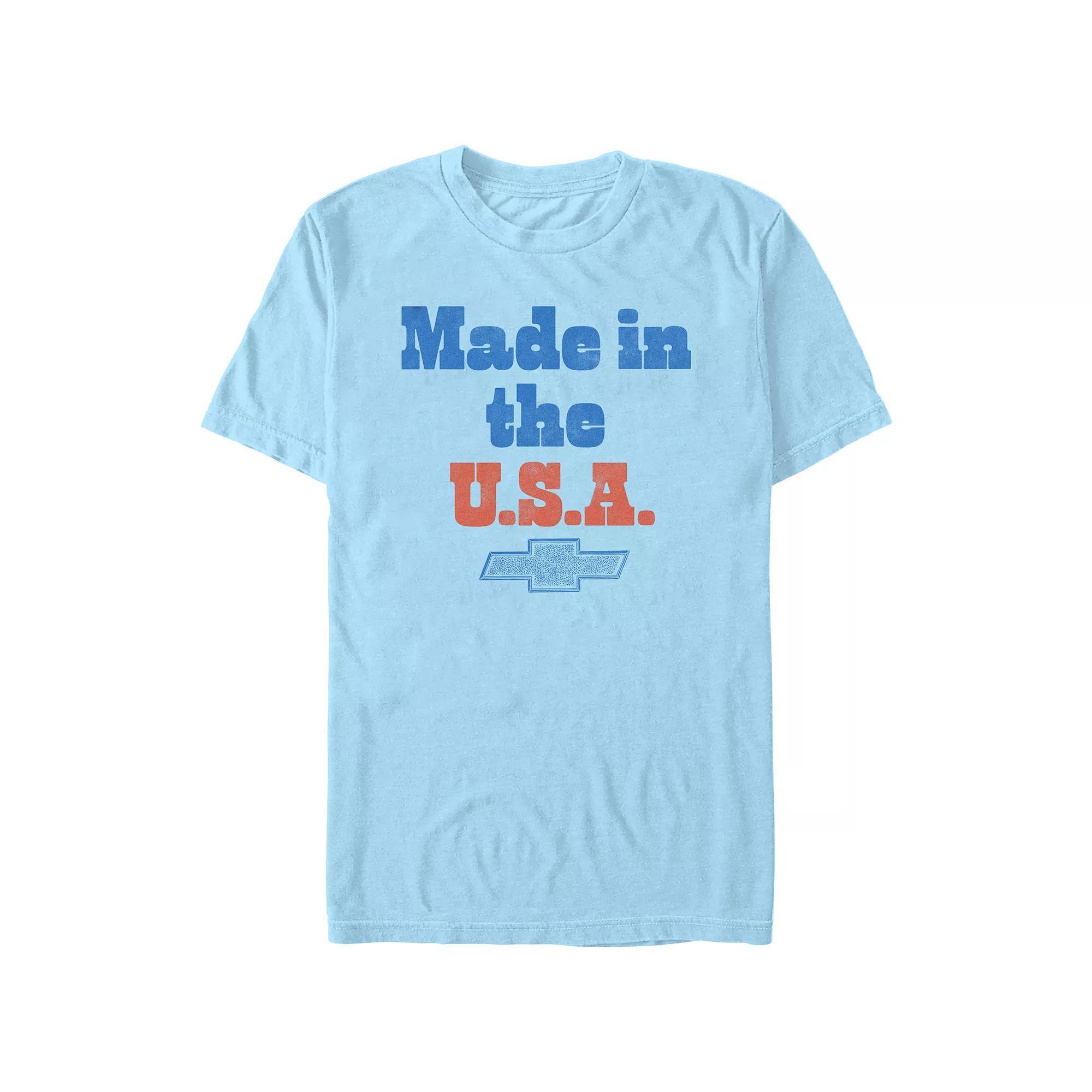 Men's Chevrolet Made In The USA Graphic Tee, Size: Small, Light Blue Product Image