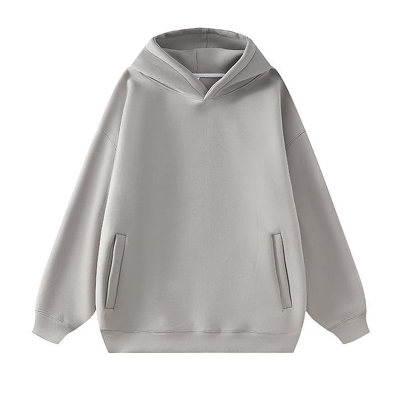 Drop Shoulder Plain Oversized Hoodie Product Image