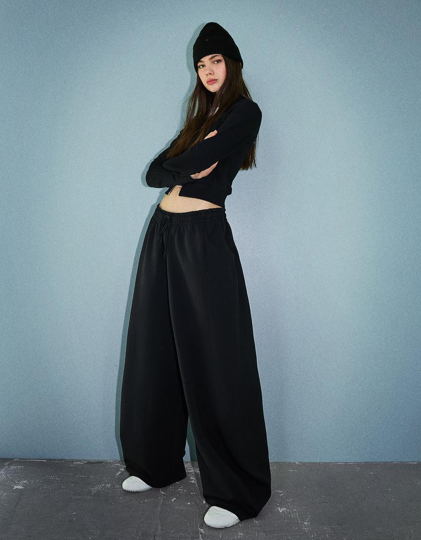 Sweatshirt material barrel pants Product Image