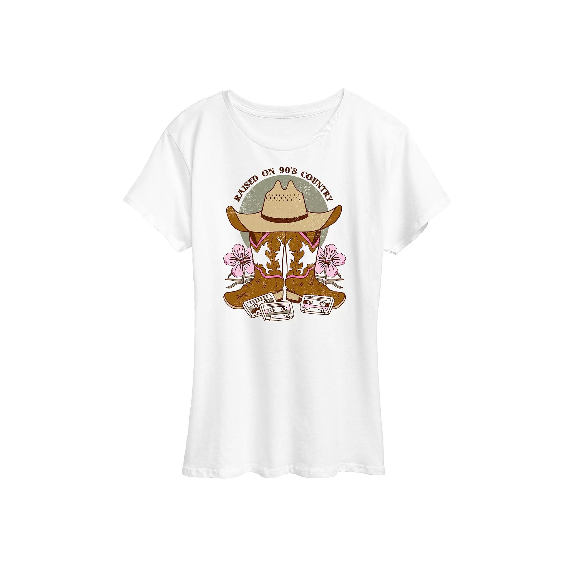 Women's Raised On 90's Country Graphic Tee, Size: Small, Grey Gray Product Image