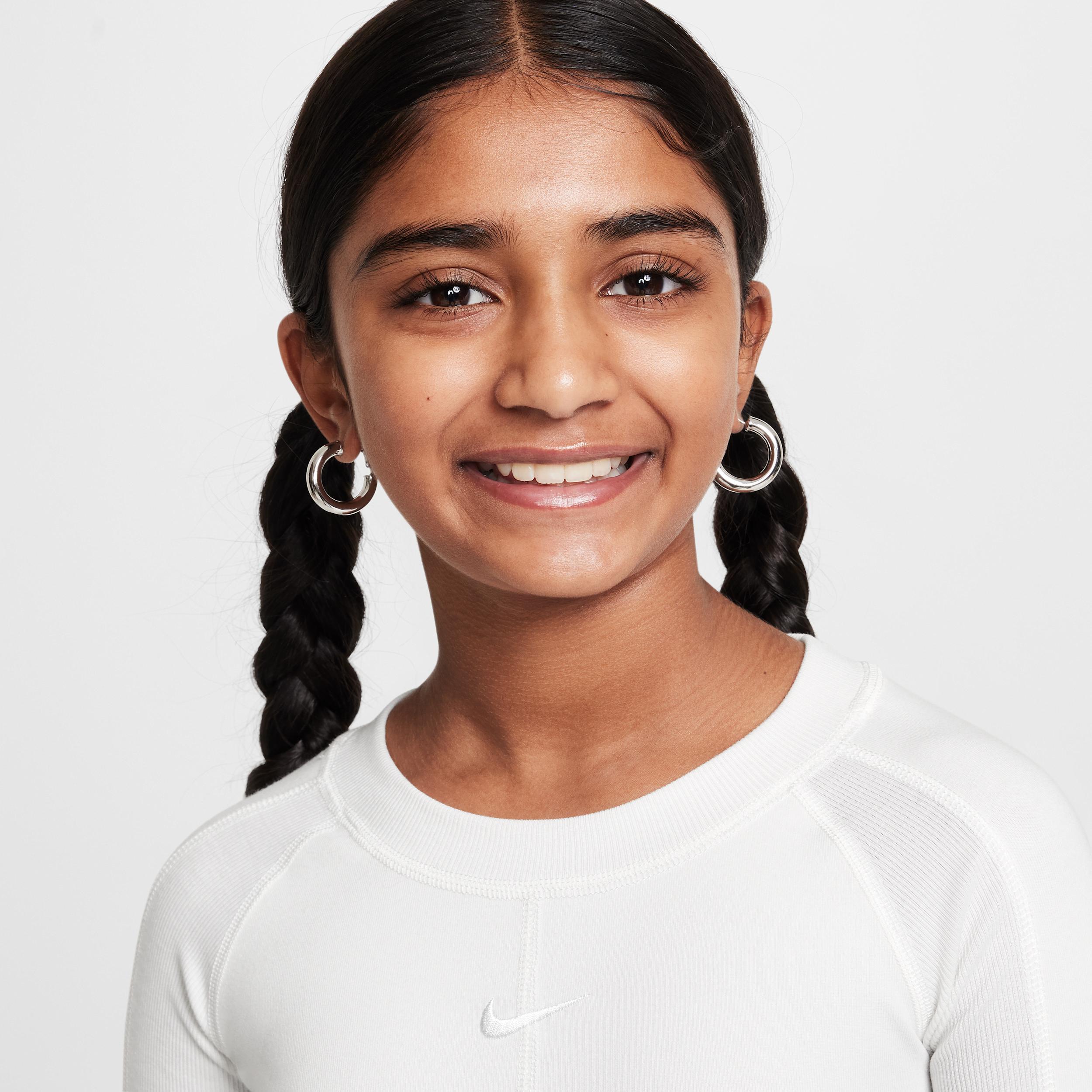 Nike Kids' Crop Long Sleeve Top in Sail/White at Nordstrom Product Image