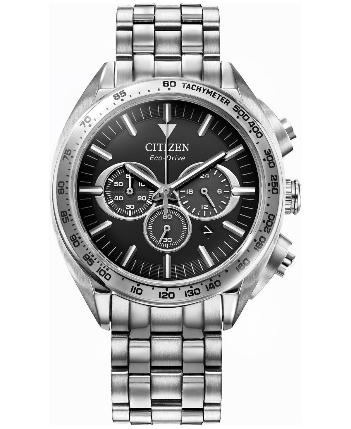 Citizen Mens Eco-Drive Carson Stainless Steel Bracelet Chronograph Watch Blue Two Tone Product Image