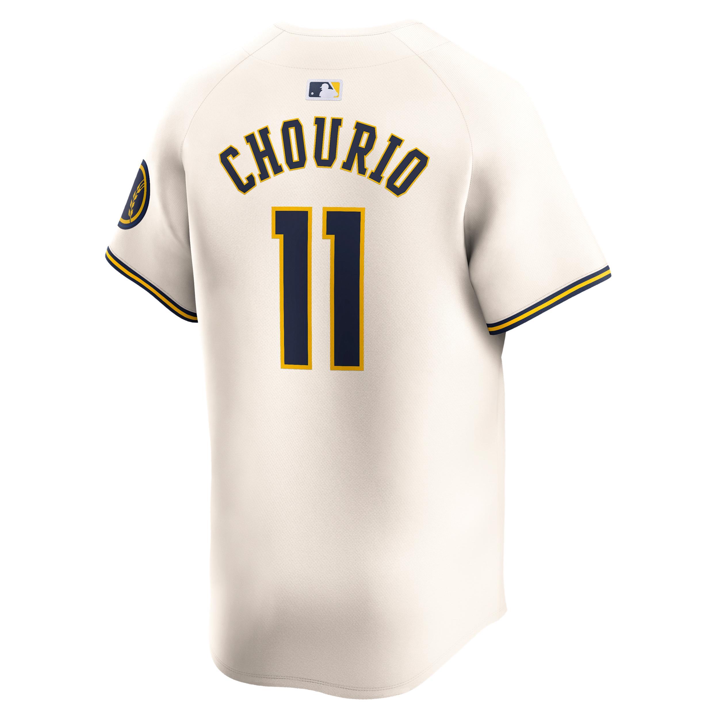 Men's Nike Jackson Chourio Cream Milwaukee Brewers Home Limited Player Jersey, Size: Small, Beige Product Image