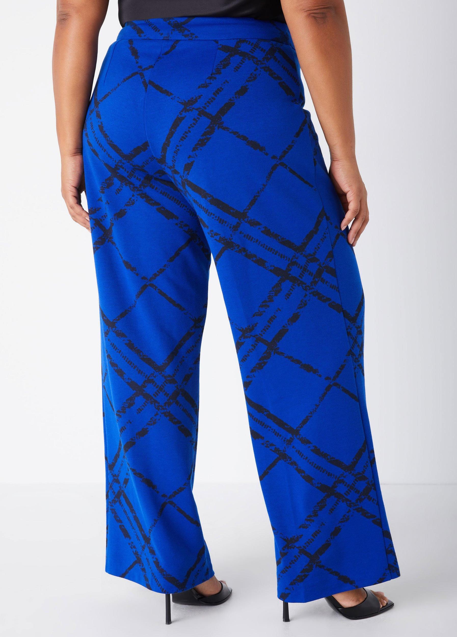 Plus Size High Waist Plaid Straight Leg Pants Ashley Stewart Product Image