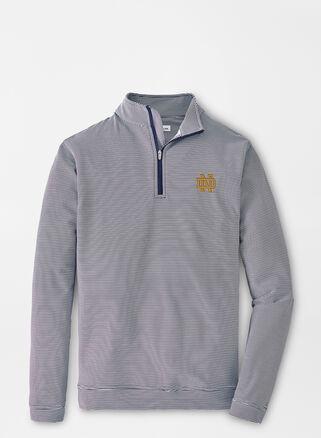 Peter Millar Mens Notre Dame Perth Sugar Stripe Performance Quarter-Zip | Color: Navy / White | Size: 3XL | ND Product Image
