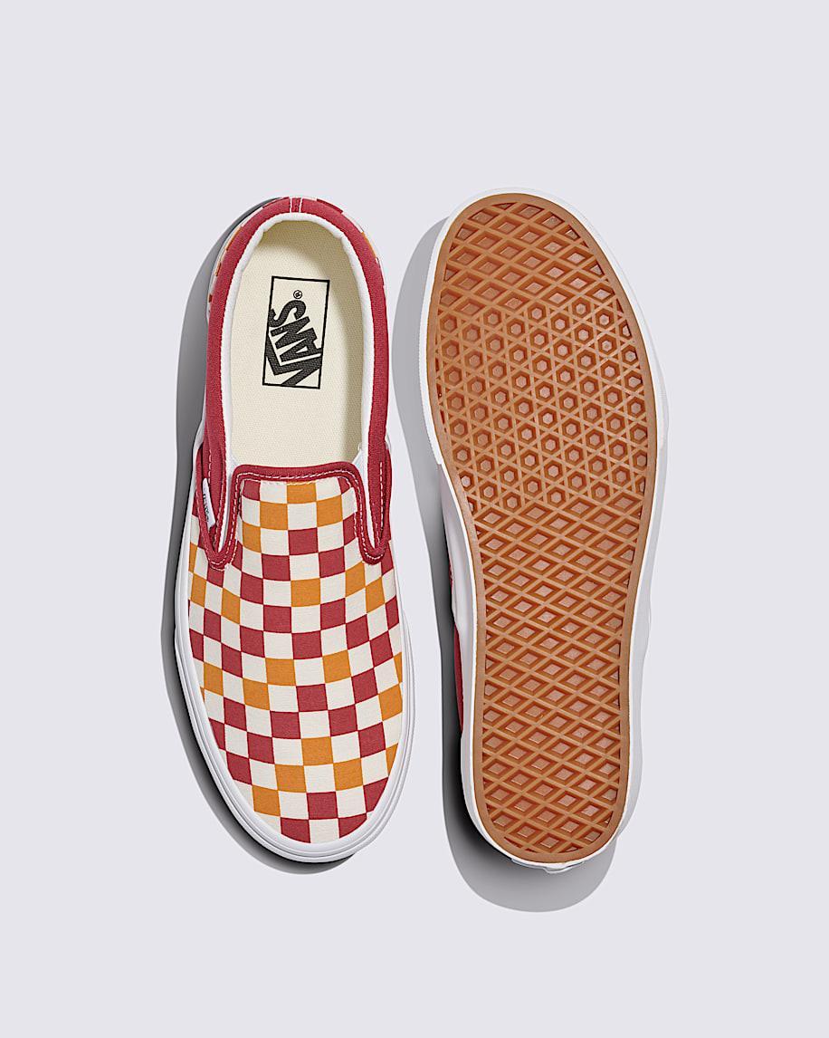 Classic Slip-On Checkerboard Shoe in Red / White| Vans US Product Image