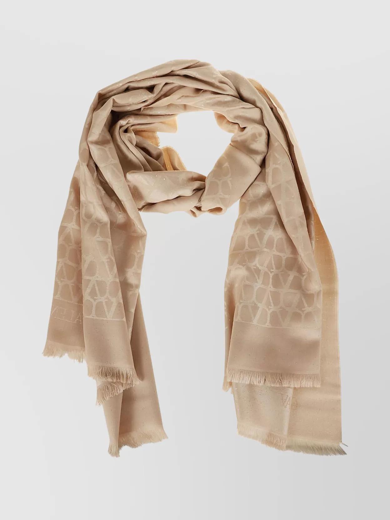 VALENTINO Lightweight Fringed Edge Scarf In Black Product Image