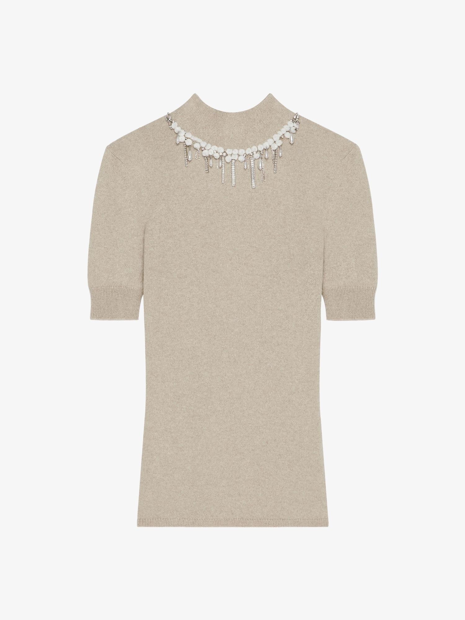 Sweater in wool and cashmere with crystals and pearls Product Image