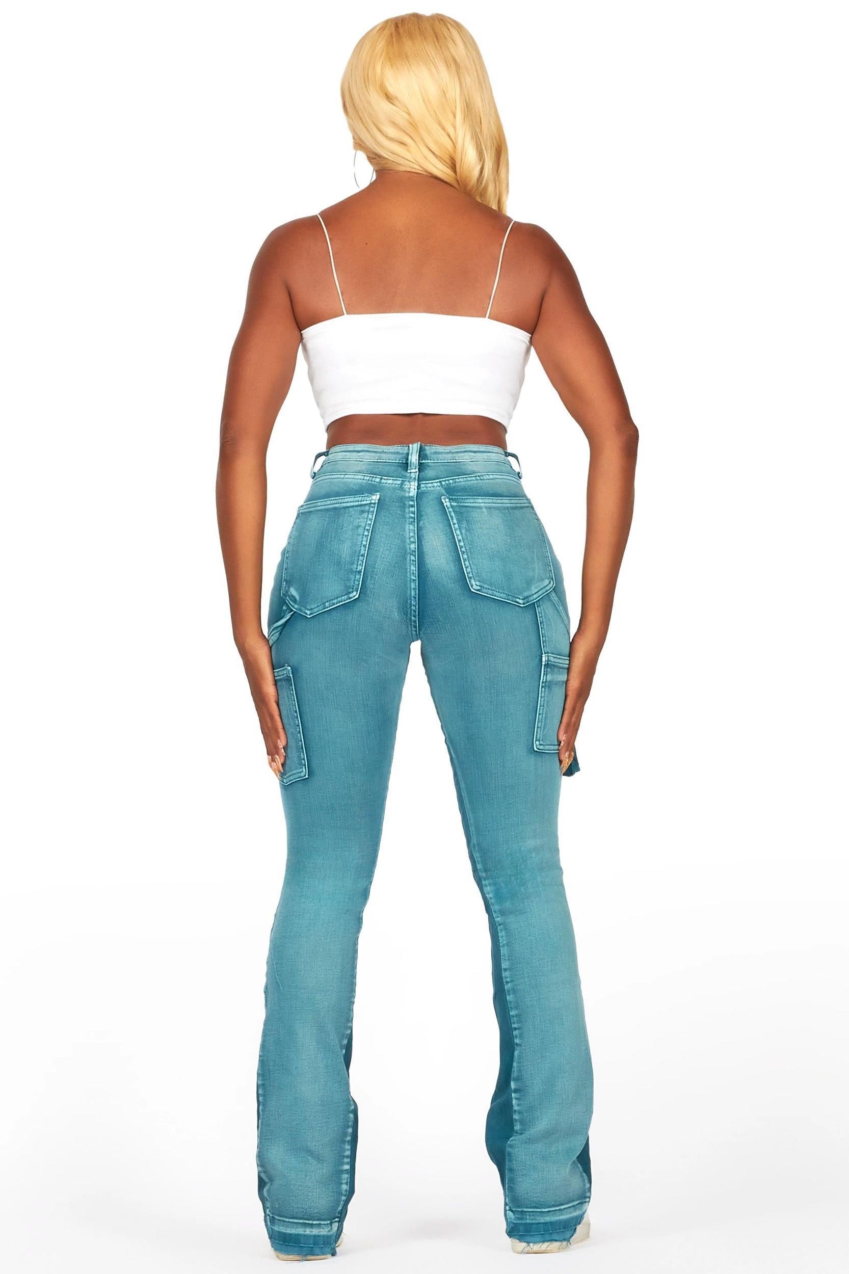 Galexus Blue Stacked Flare Jean Female Product Image