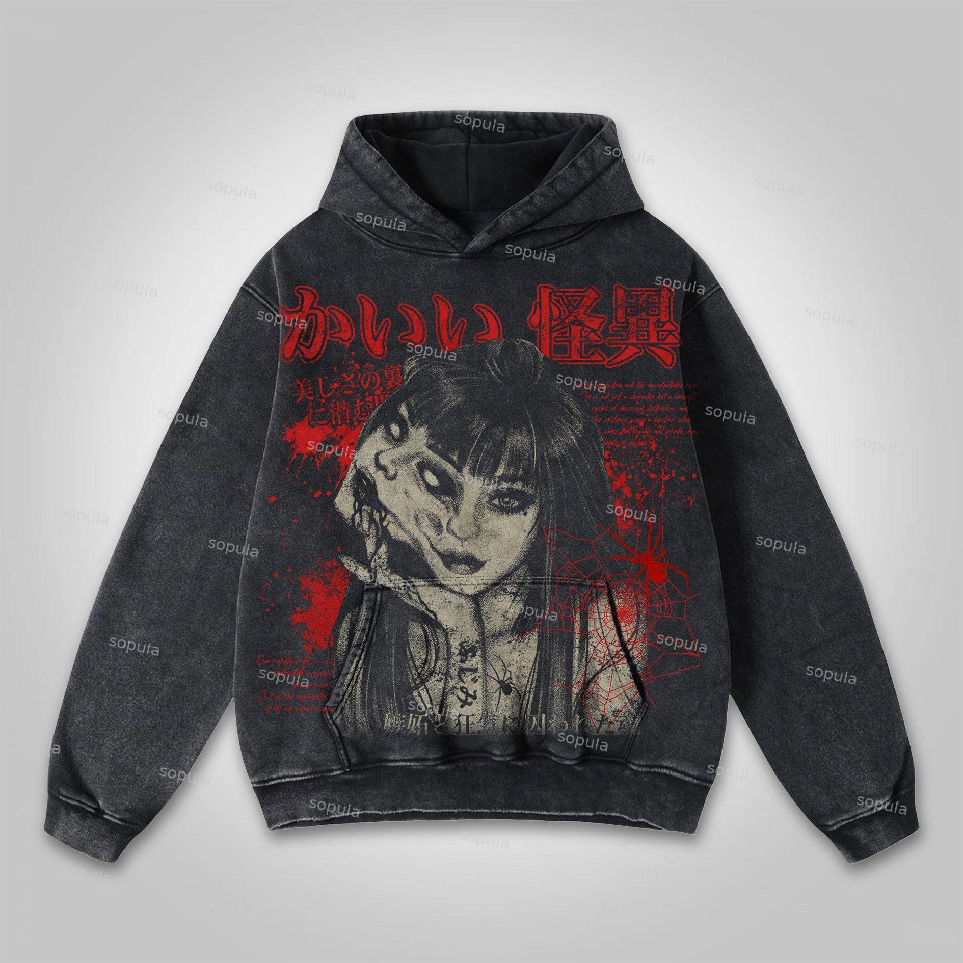 Red Spider Graphic Washed Hoodie Product Image