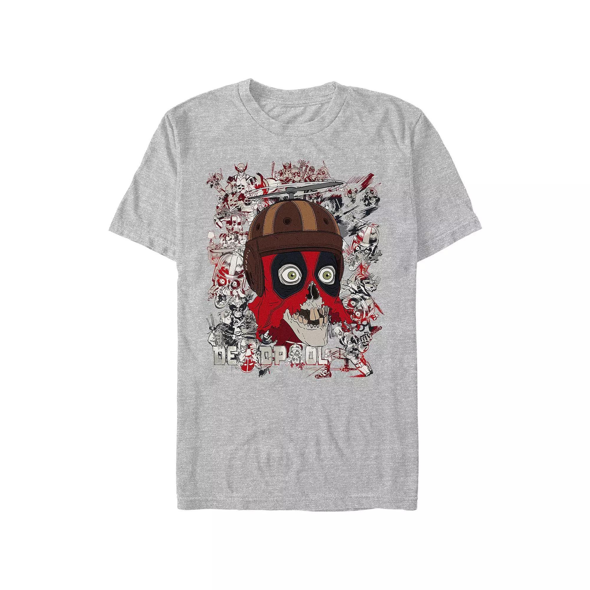 Men's Marvel Deadpool And Wolverine Headpool Action Poster Graphic Tee, Size: XXL, Athletic Grey Product Image