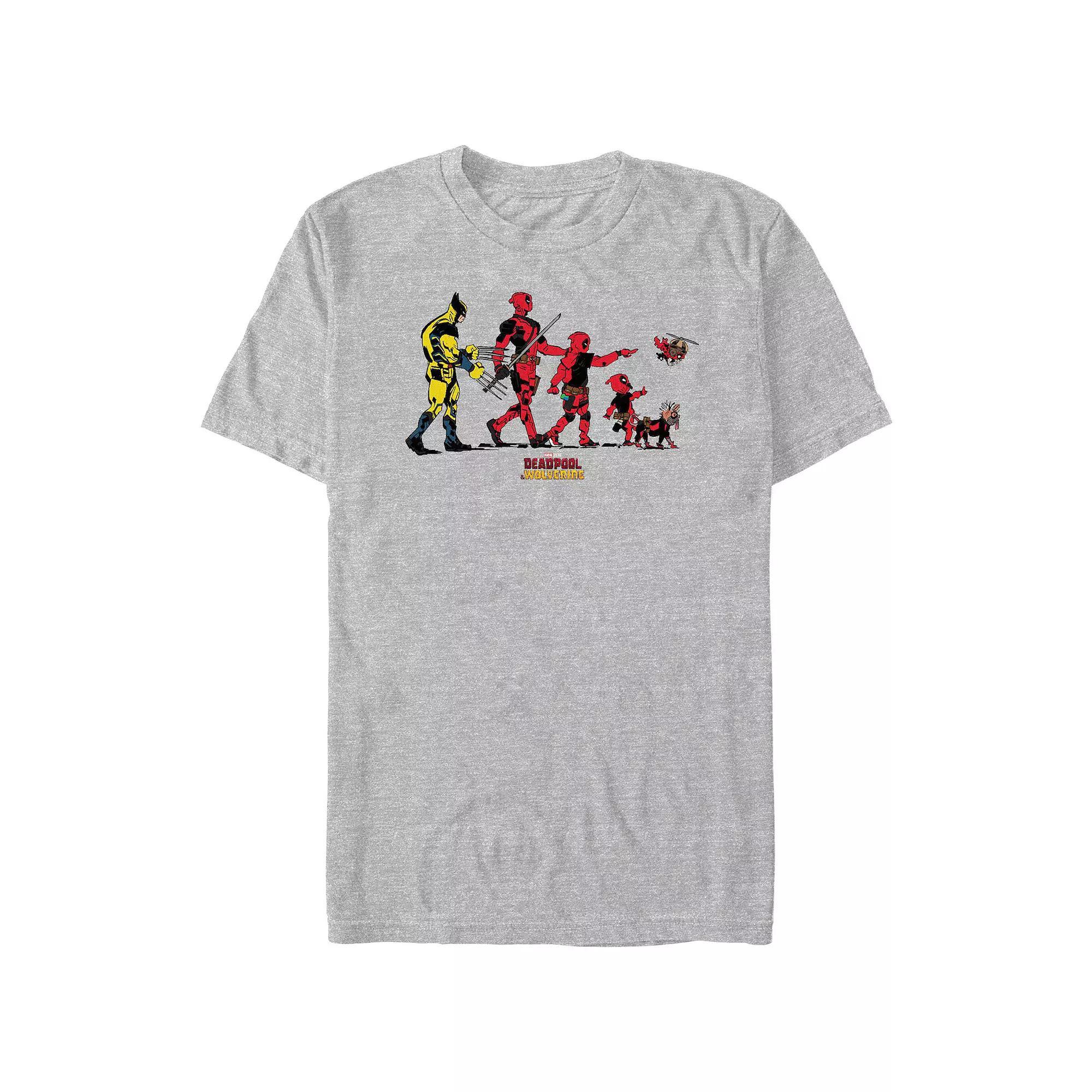 Men's Marvel Deadpool And Wolverine Family Walk Graphic Tee, Size: XXL, Athletic Grey Product Image
