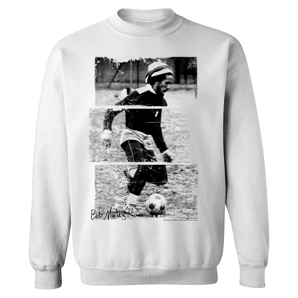 Men's Bob Marley Soccer 77 Sweatshirt, Size: XXL, White Product Image