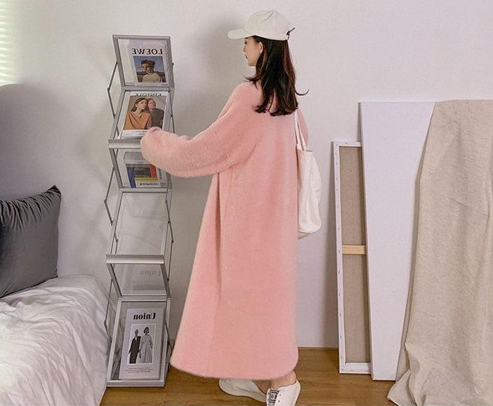 Plain Open Front Long Cardigan Product Image