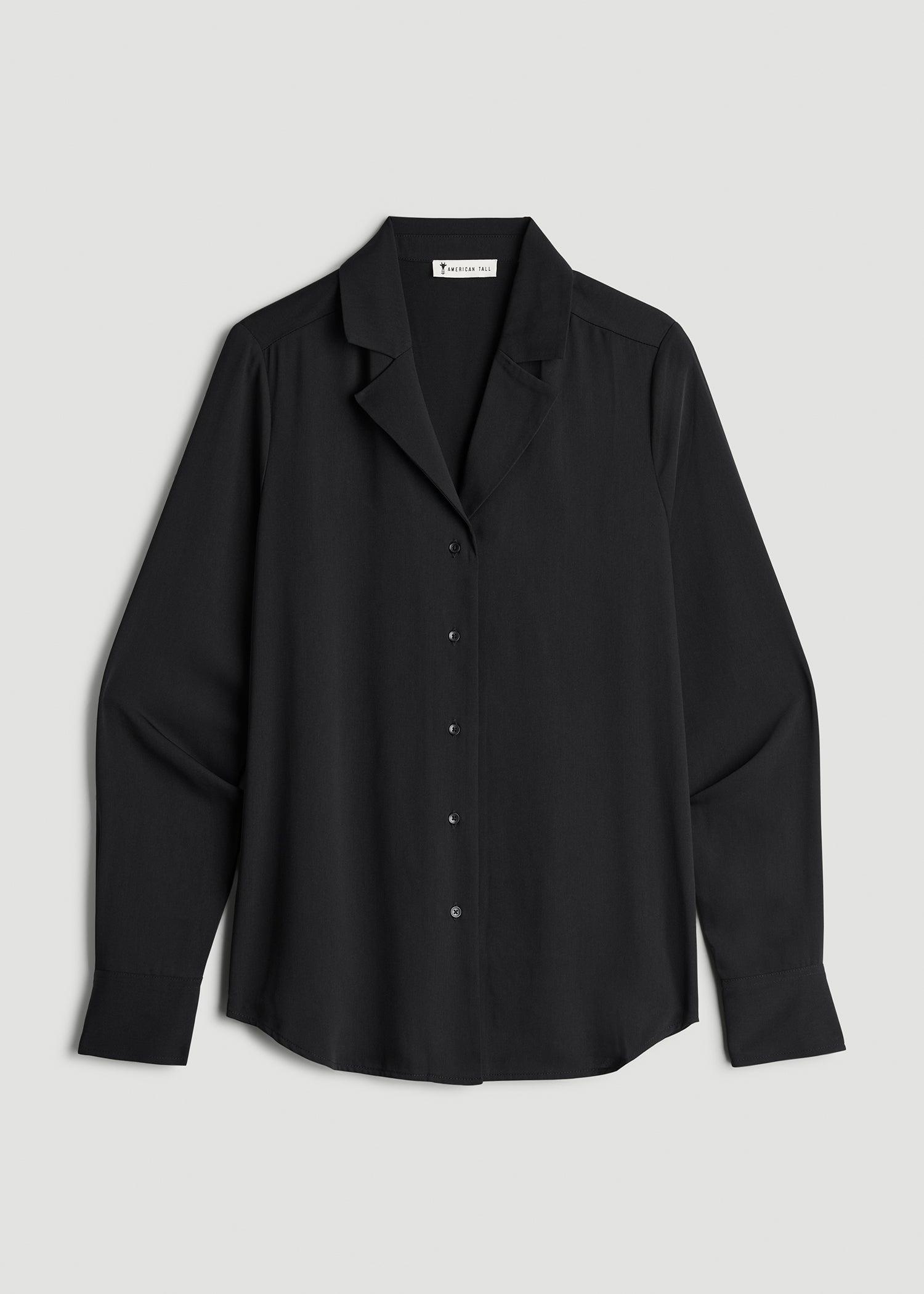 Notch Collar Tall Women's Blouse in Black Product Image