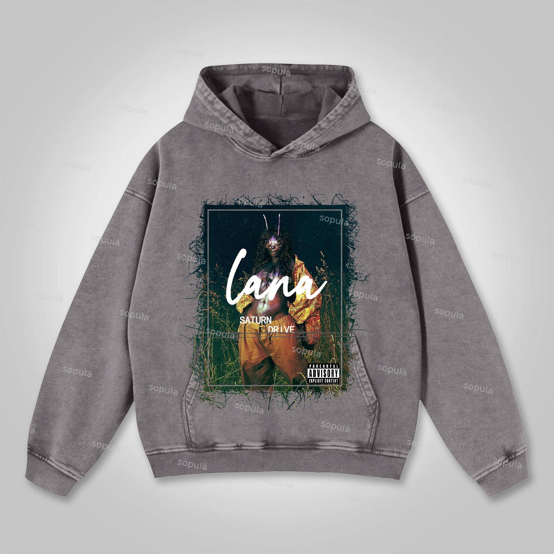 Sopula Vintage SZA Graphics Lana Album Print Washed Hoodie Product Image