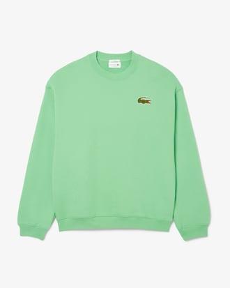 Unisex Loose Fit Badge Accent Fleece Sweatshirt Product Image