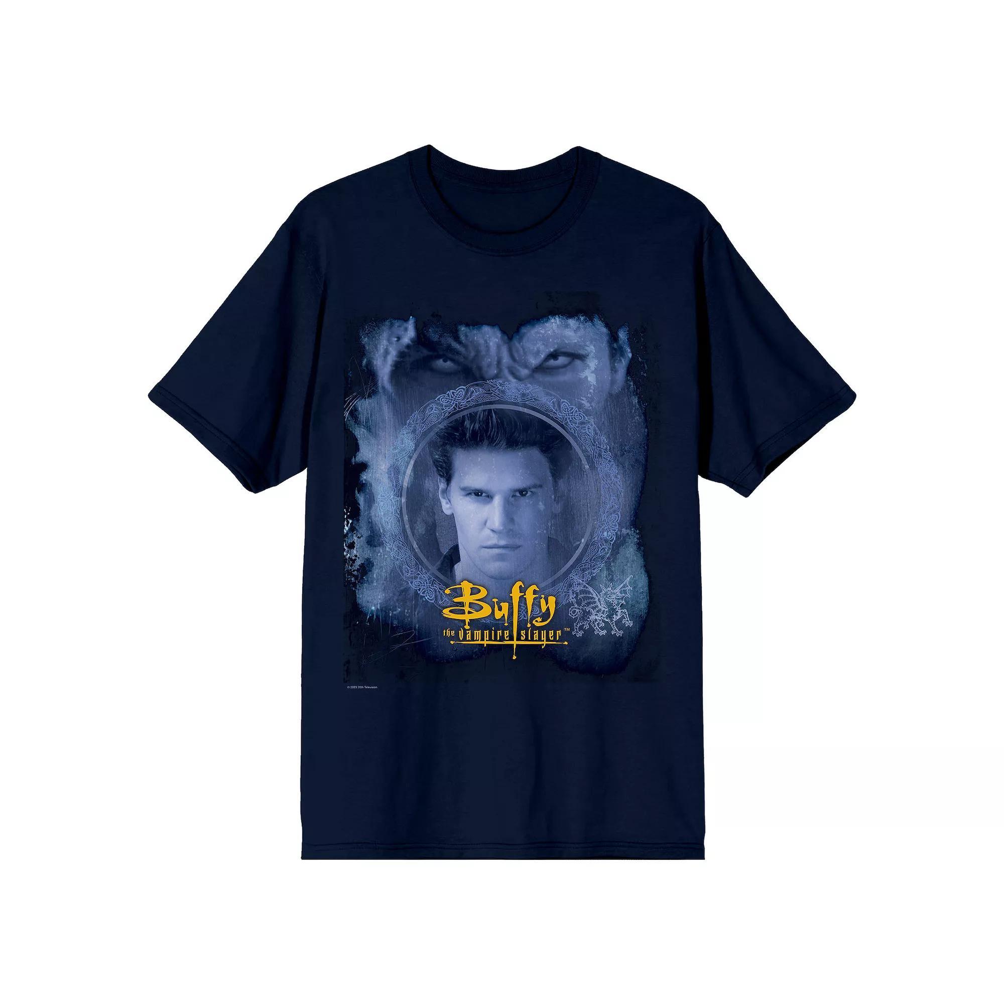 Men's Buffy The Vampire Slayer Angel Portrait Graphic Tee, Size: Small, Blue Product Image