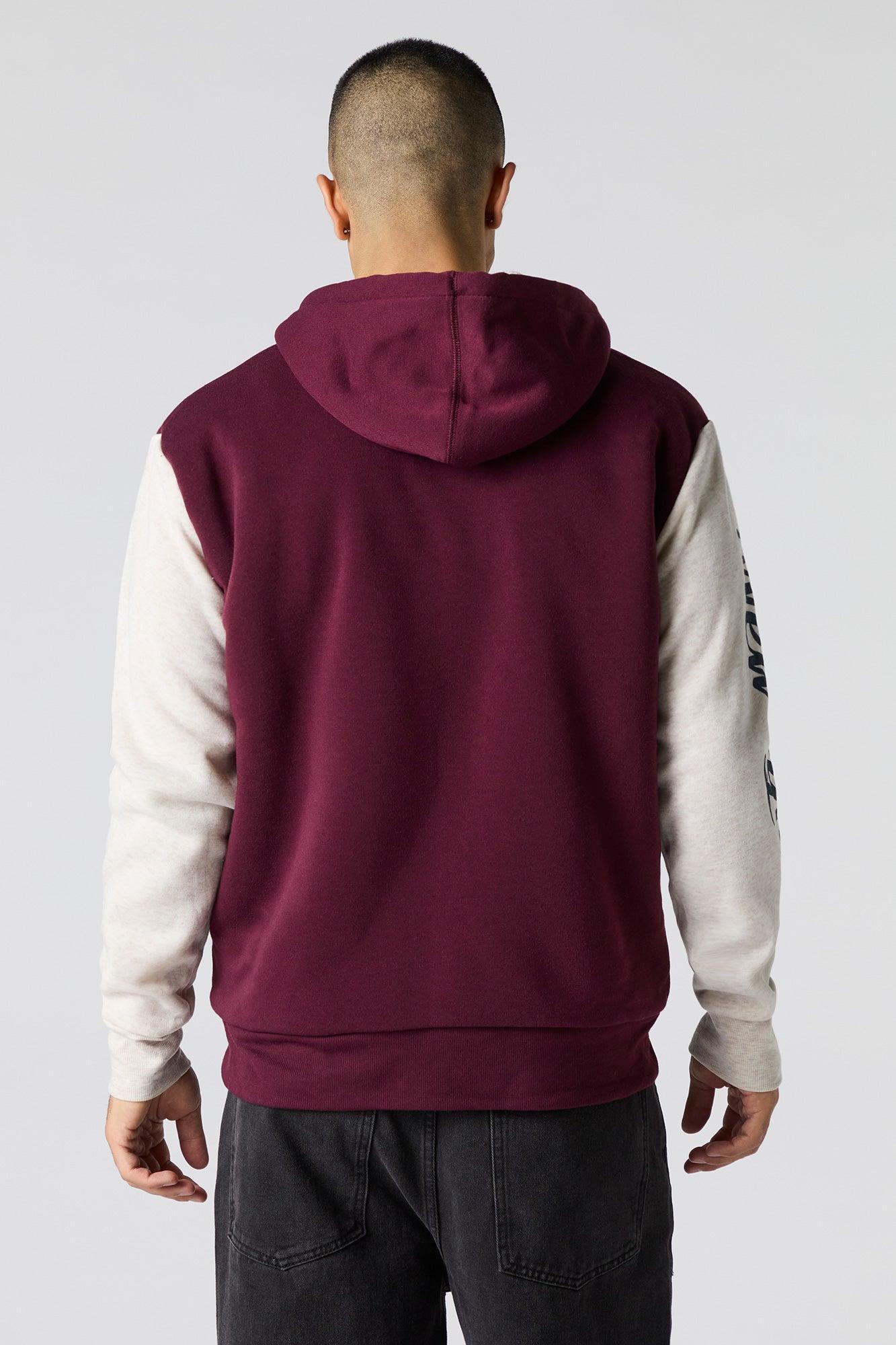 Chenille Embroidered Faux Fur Lined Zip-Up Hoodie Male Product Image